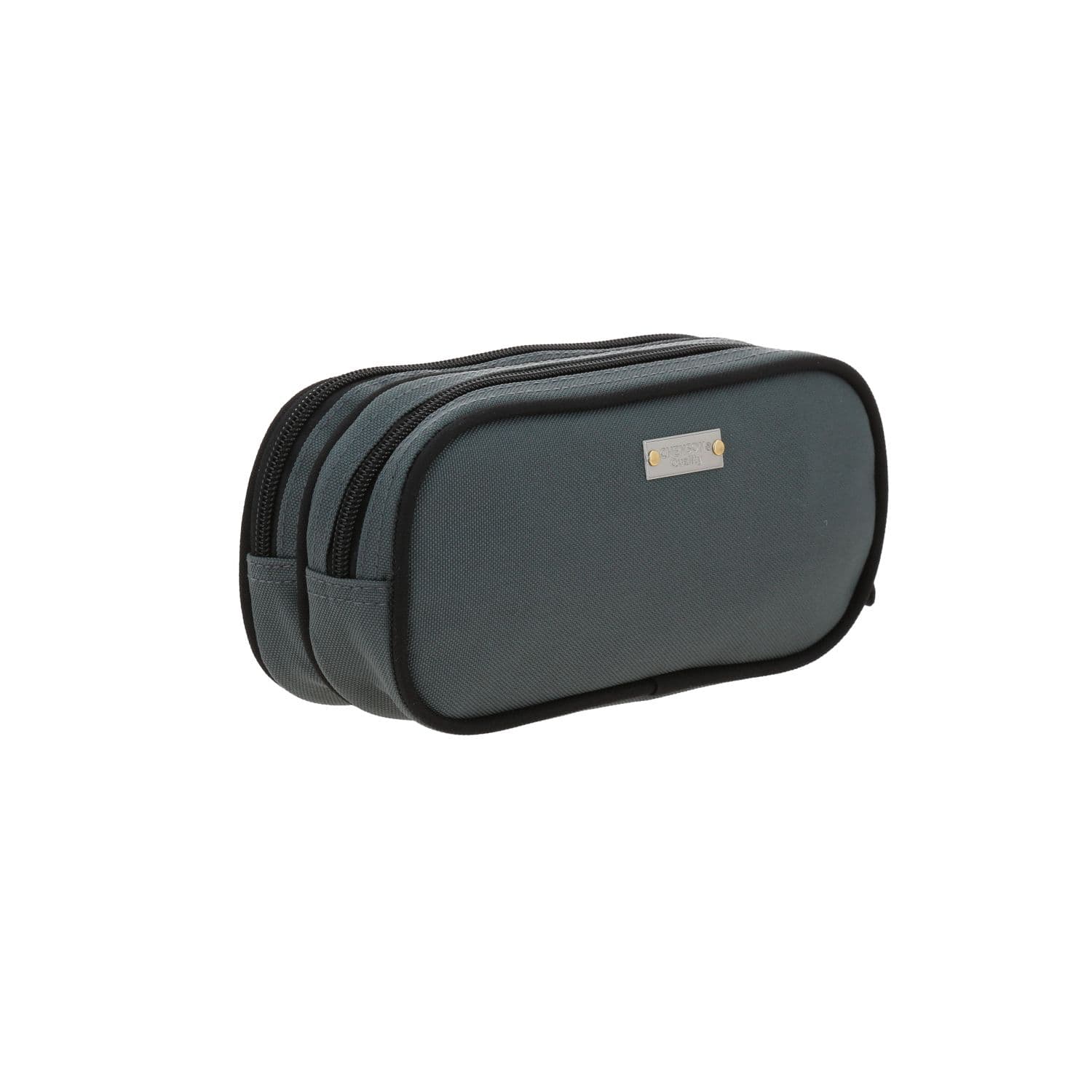 Lapicera escolar Chenson Clásico gris con doble compartimento 3