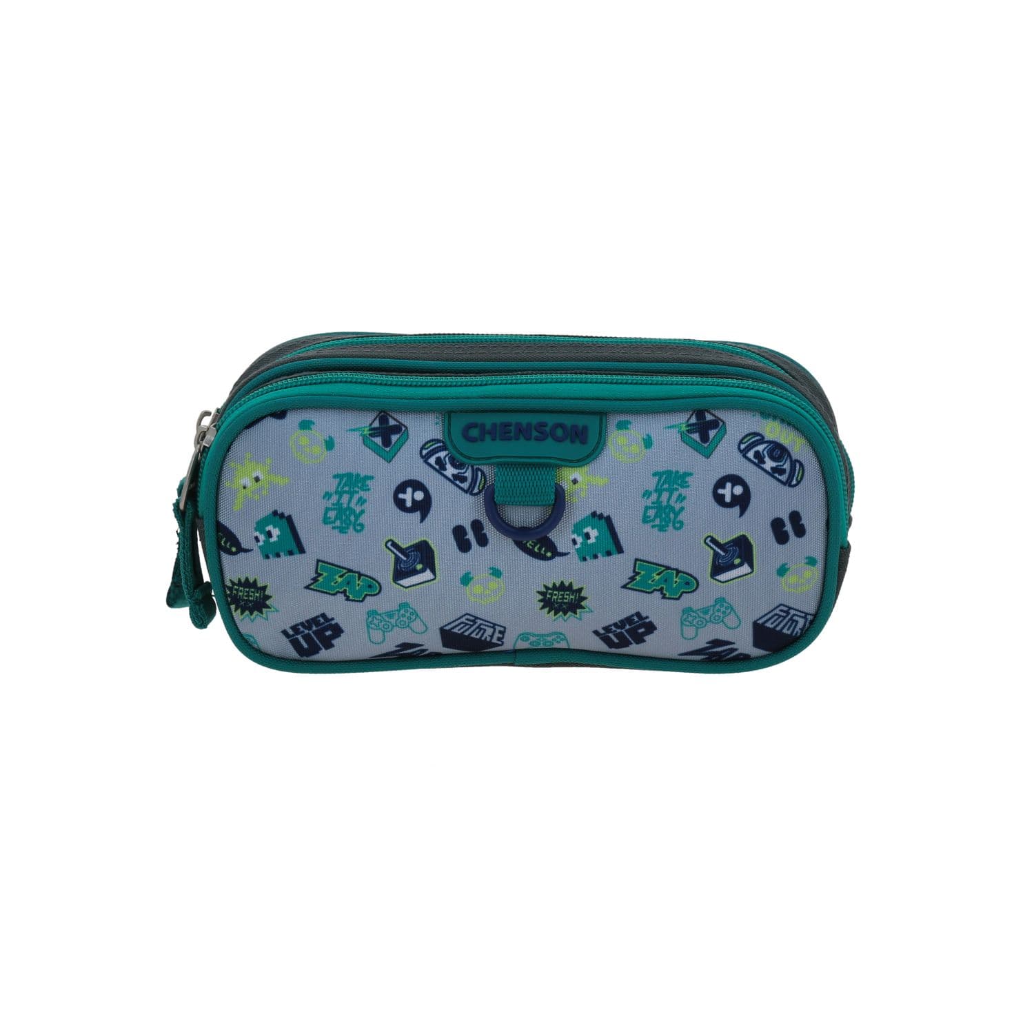 Lapicera escolar gris Chenson Clásico con doble compartimento