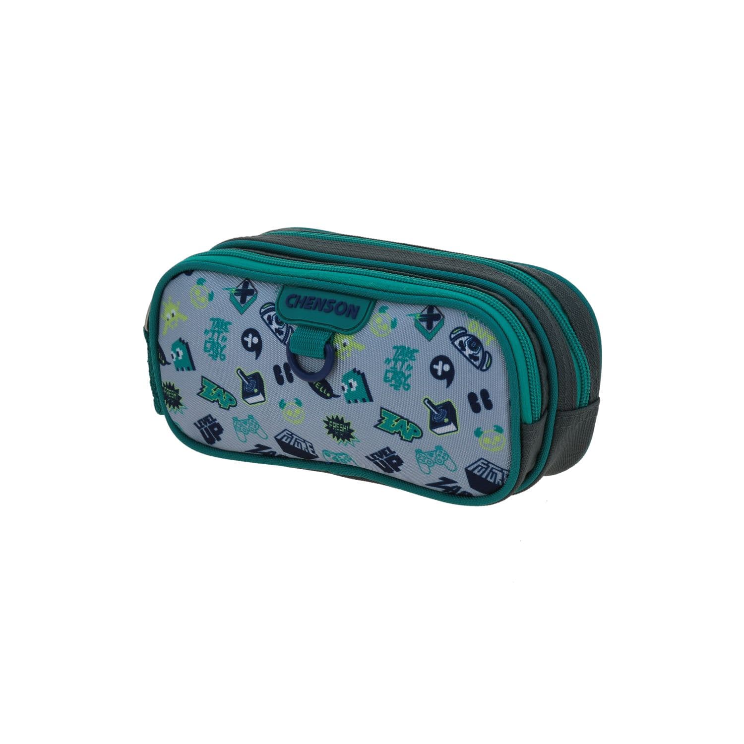 Lapicera escolar gris Chenson Clásico con doble compartimento 2