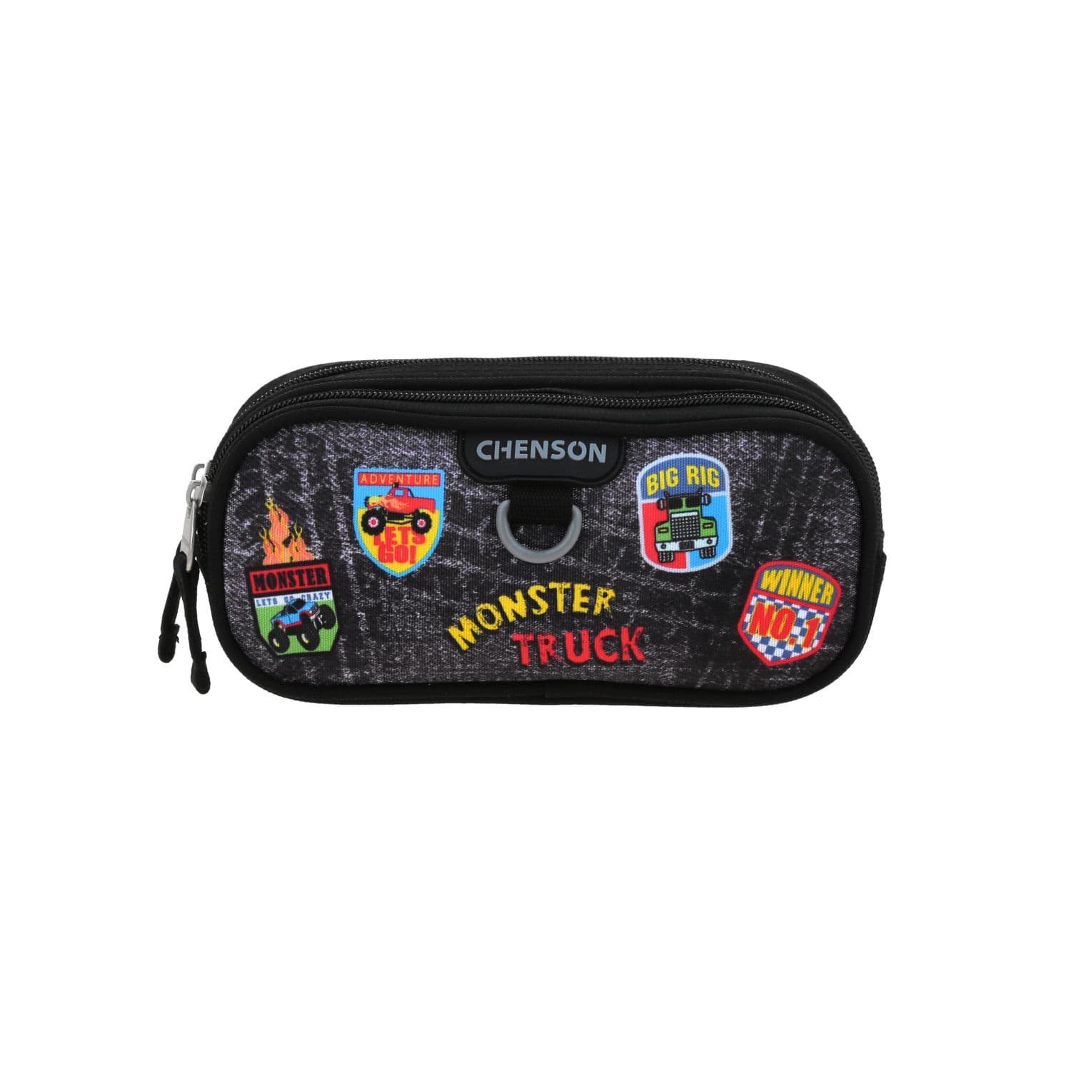 Lapicera escolar Chenson Clásico negra con doble compartimento