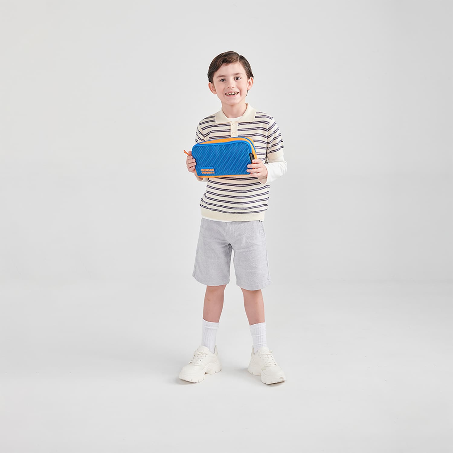 Lapicera escolar Chenson Original naranja con doble compartimento - vista 2