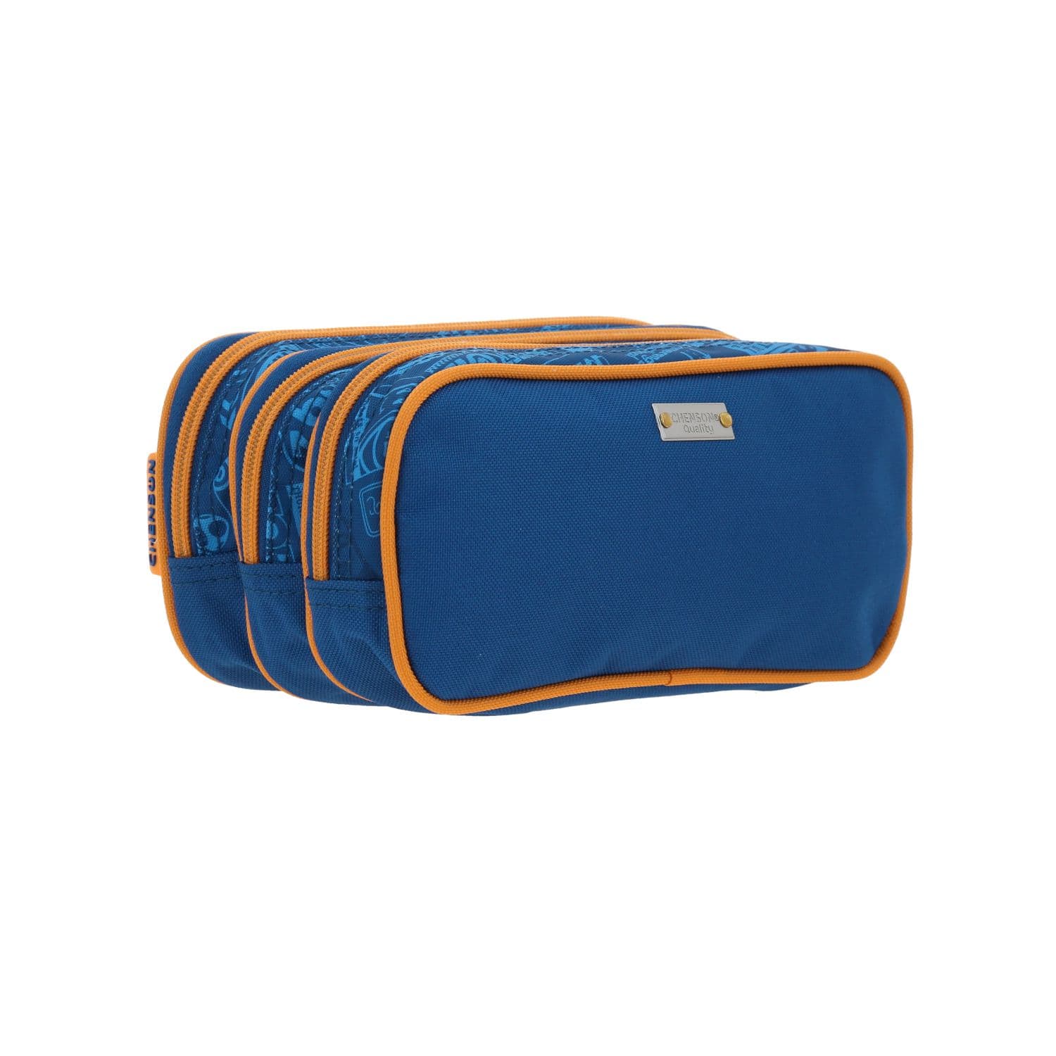 Lapicera escolar DK by Chenson naranja con triple compartimiento 3