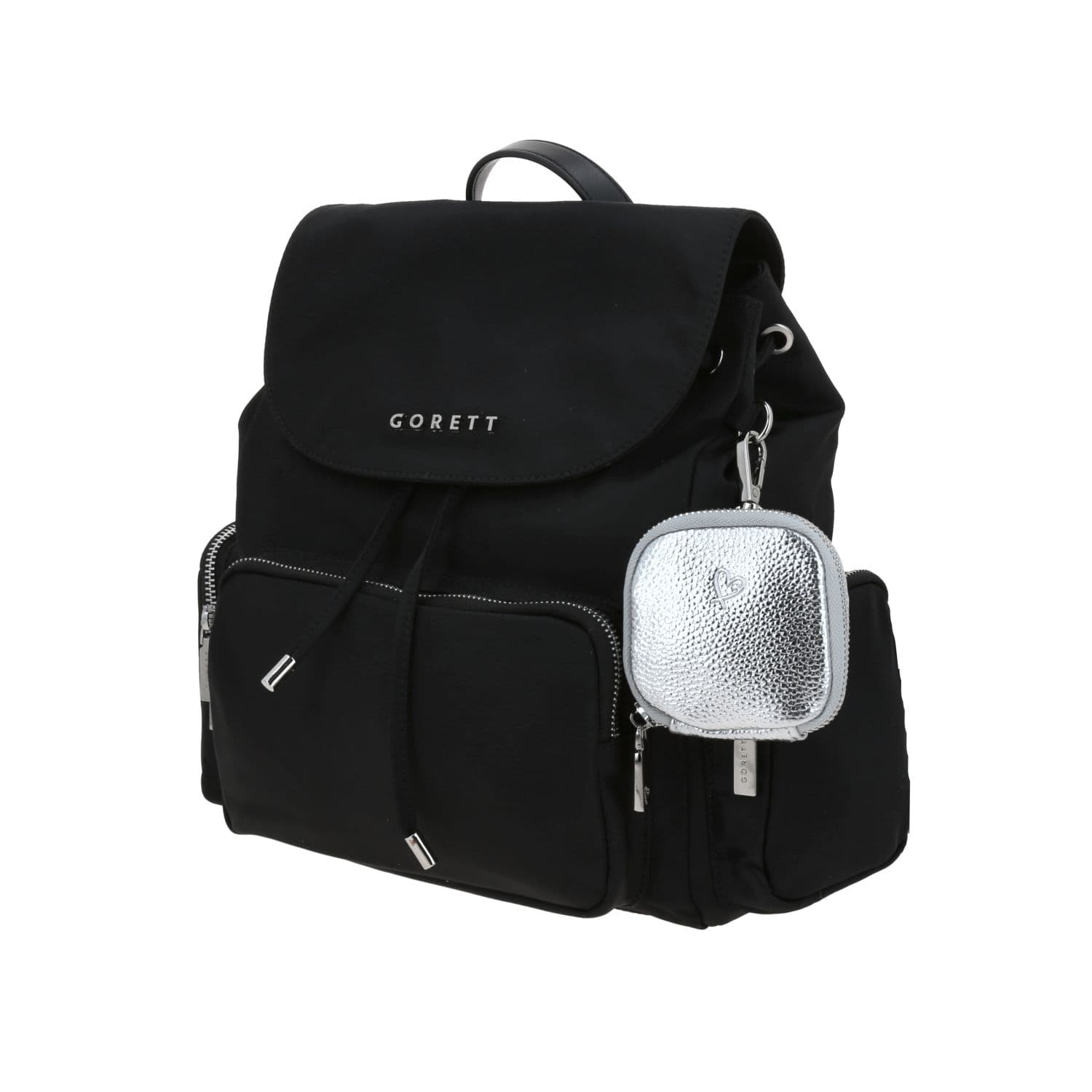 Mochila casual Gorétt by Chenson negra para dama con bolsillos funcionales 2