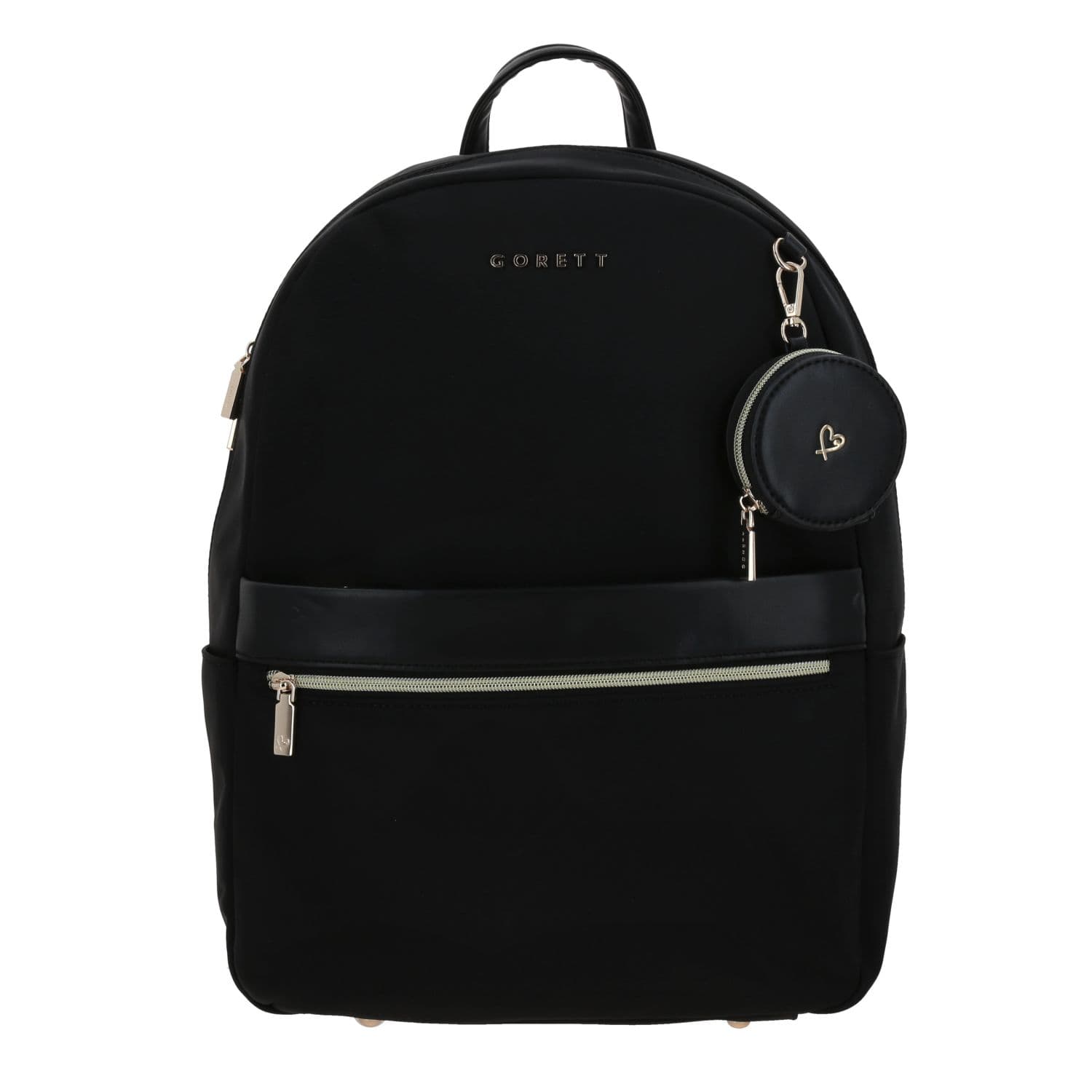 Mochila para dama Gorétt by Chenson negra con doble bolsillo frontal