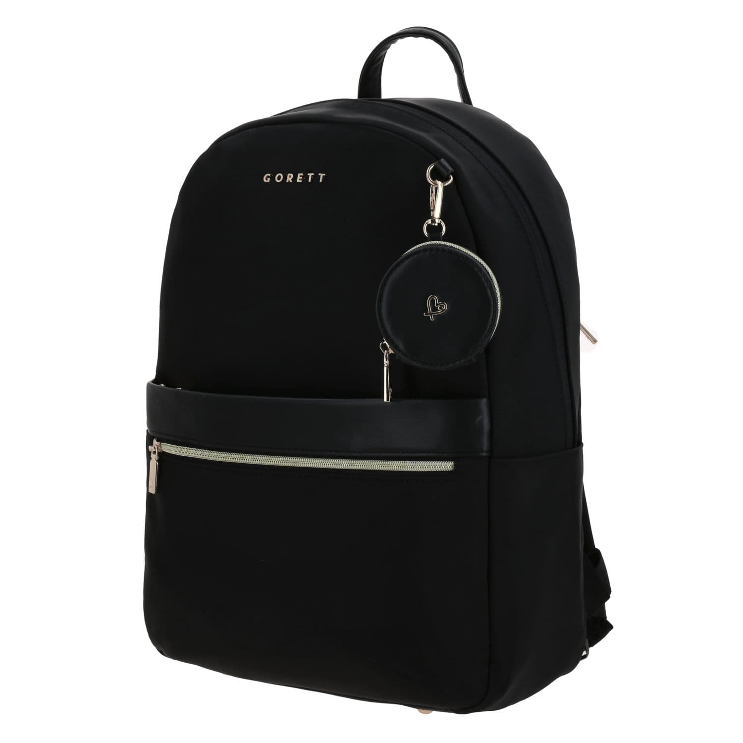 Mochila para dama Gorétt by Chenson negra con doble bolsillo frontal 2