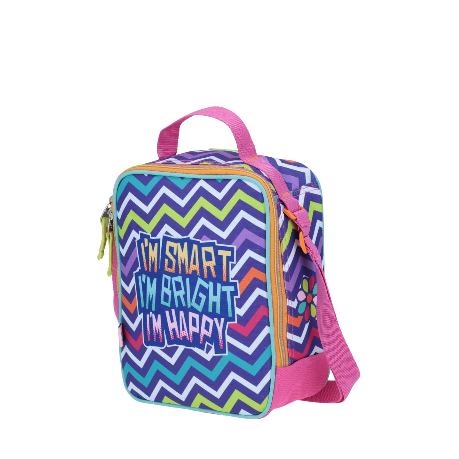 Lonchera escolar para niña Happy Girl by Chenson color rosa divertida 2