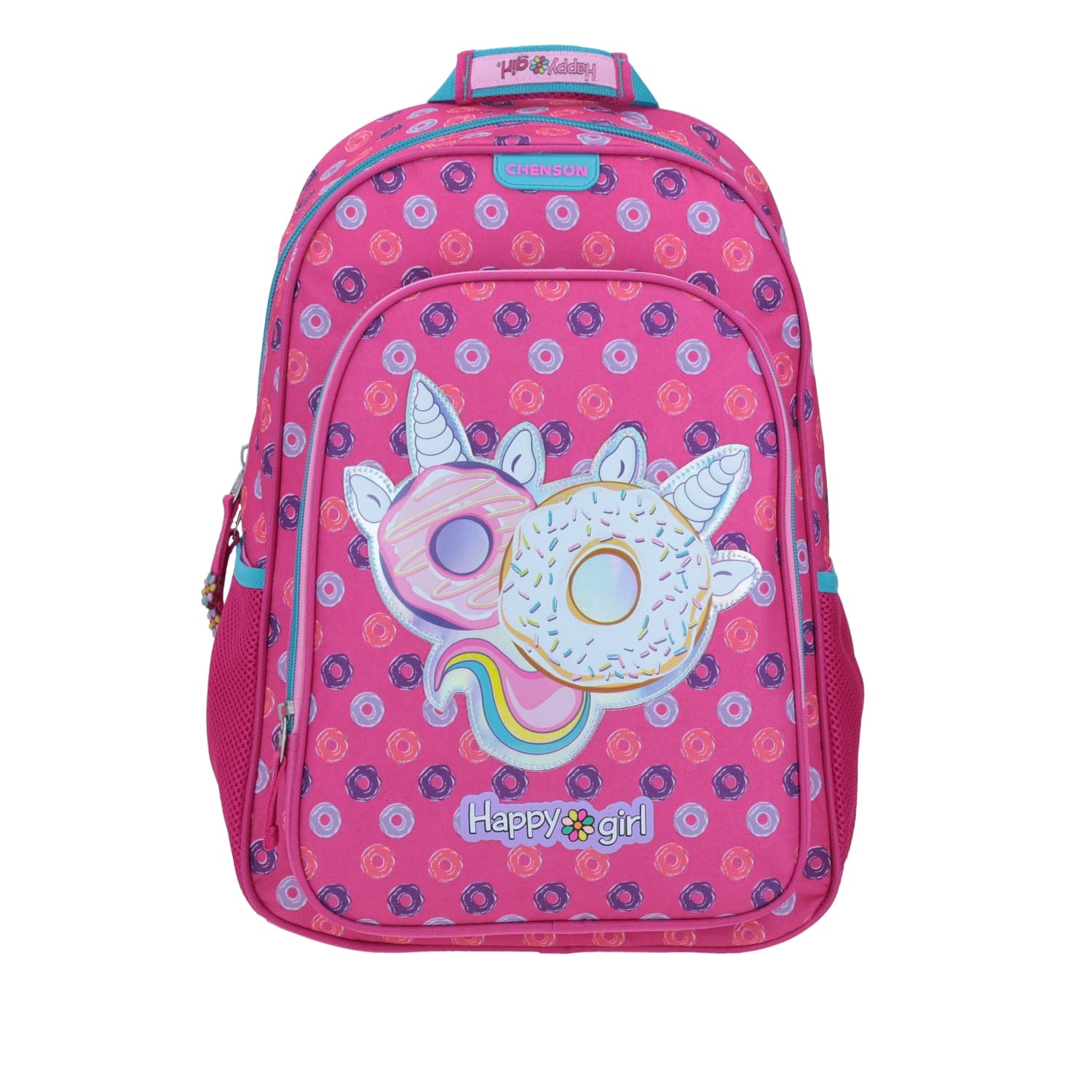 Mochila escolar para niña Happy Girl by Chenson rosa con amplio compartimento