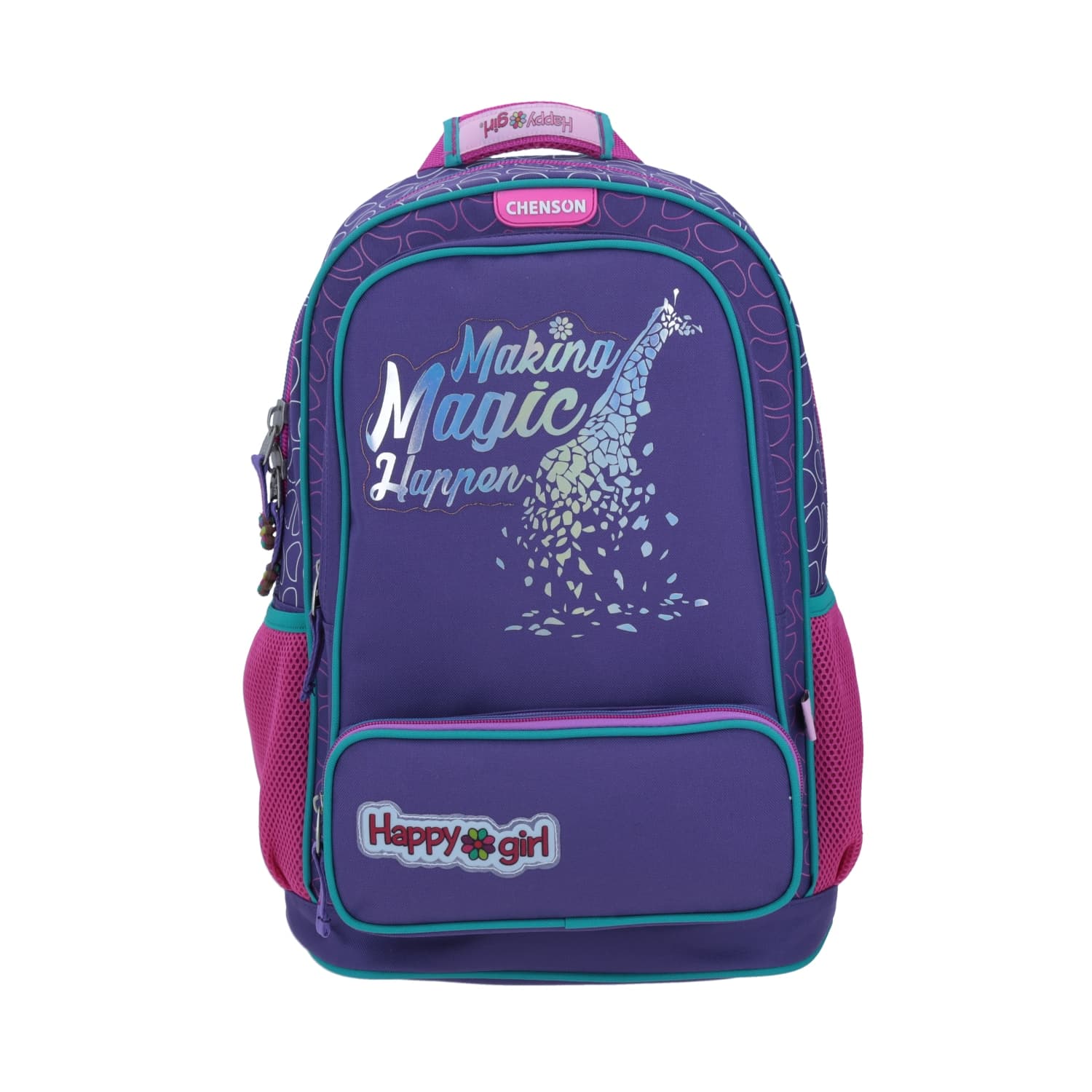 Mochila escolar para niña Happy Girl by Chenson en color azul divertida