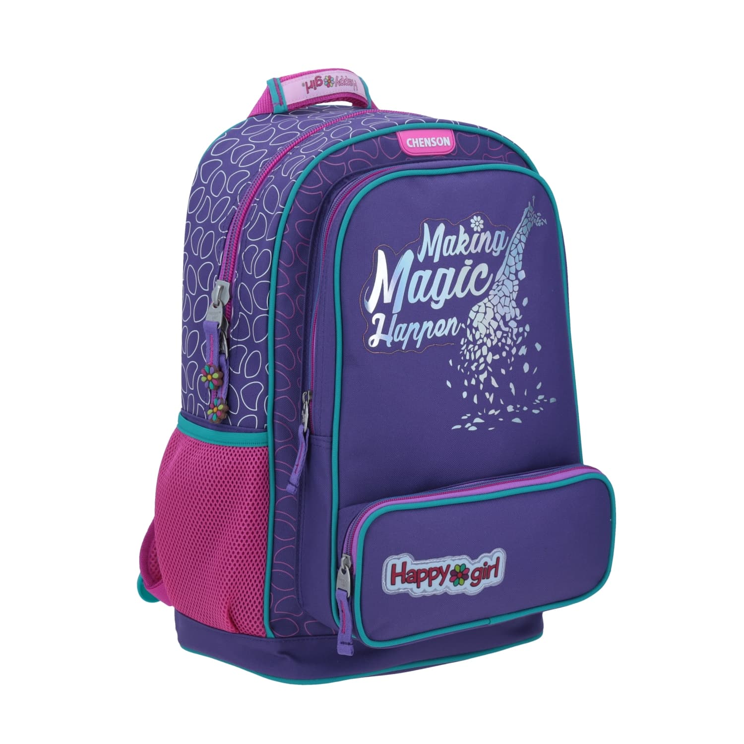 Mochila escolar para niña Happy Girl by Chenson en color azul divertida 5