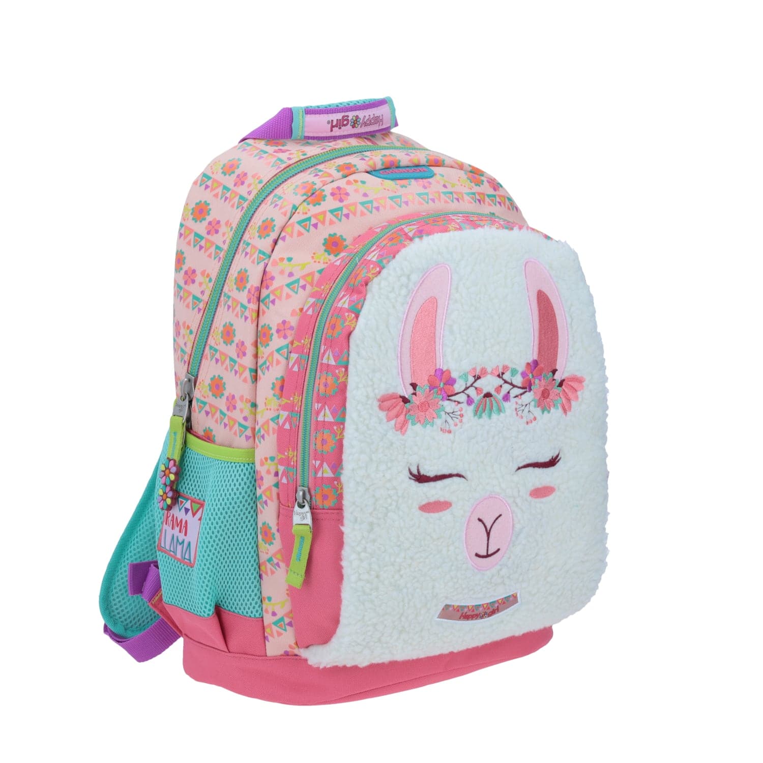 Mochila escolar para niña Happy Girl by Chenson rosa con porta tablet 4