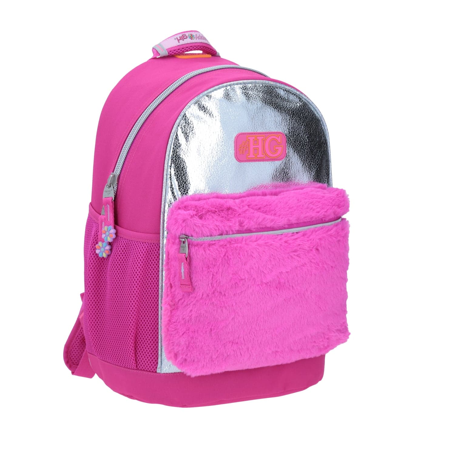 Mochila escolar para niña Happy Girl by Chenson color rosa con bolsillo frontal 4