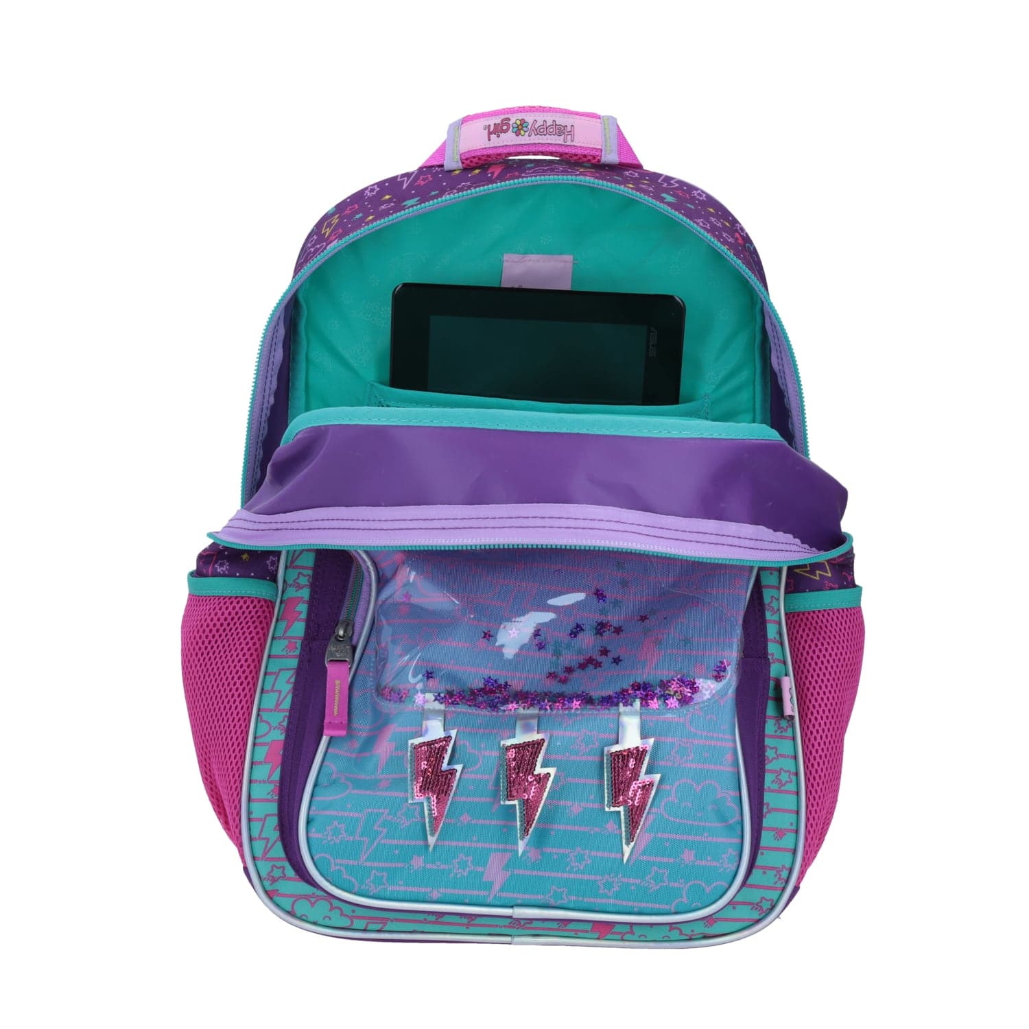 Mochila escolar Happy Girl by Chenson color uva para niña con compartimento amplio 5