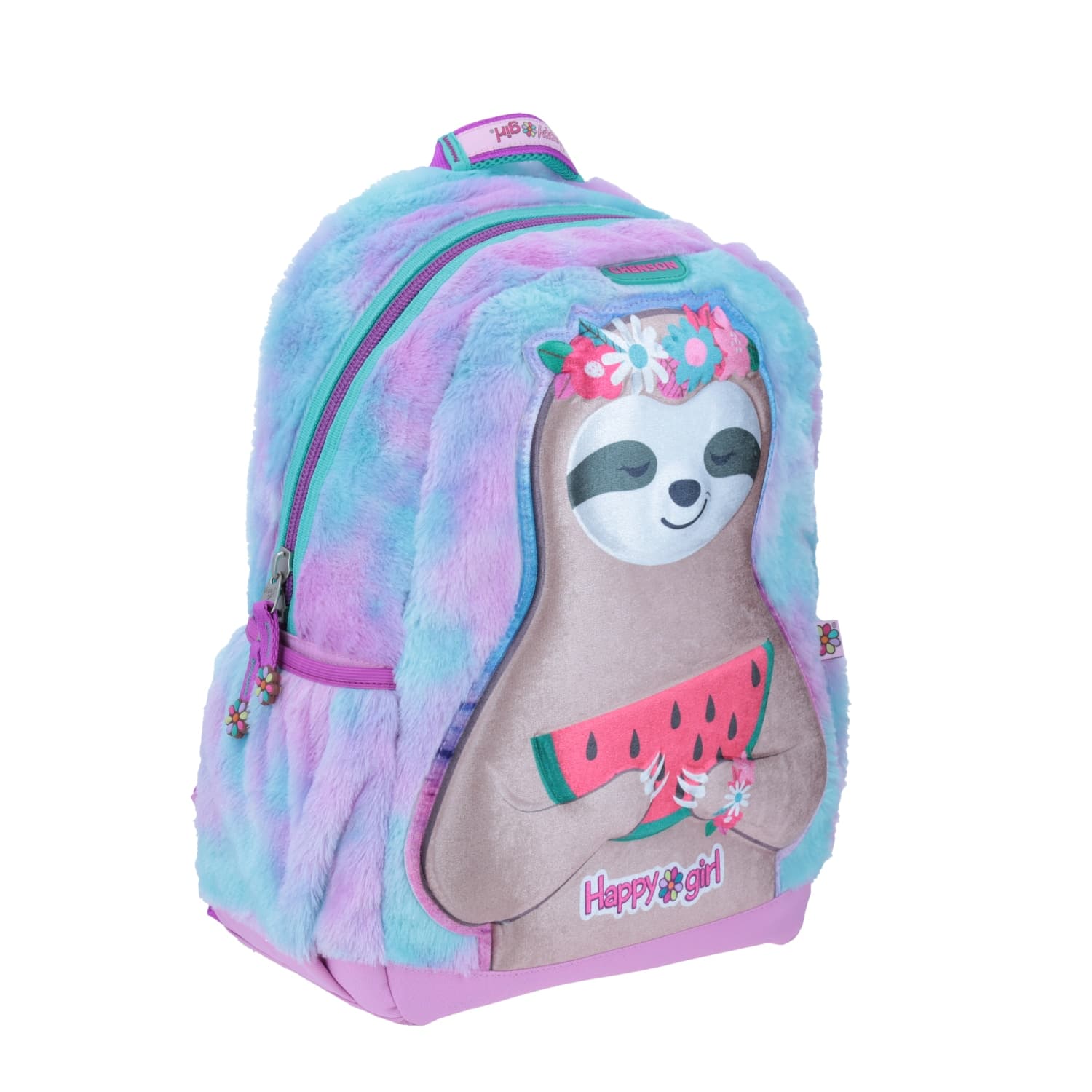 Mochila escolar para niña Happy Girl by Chenson Violeta con bolsillo frontal 4