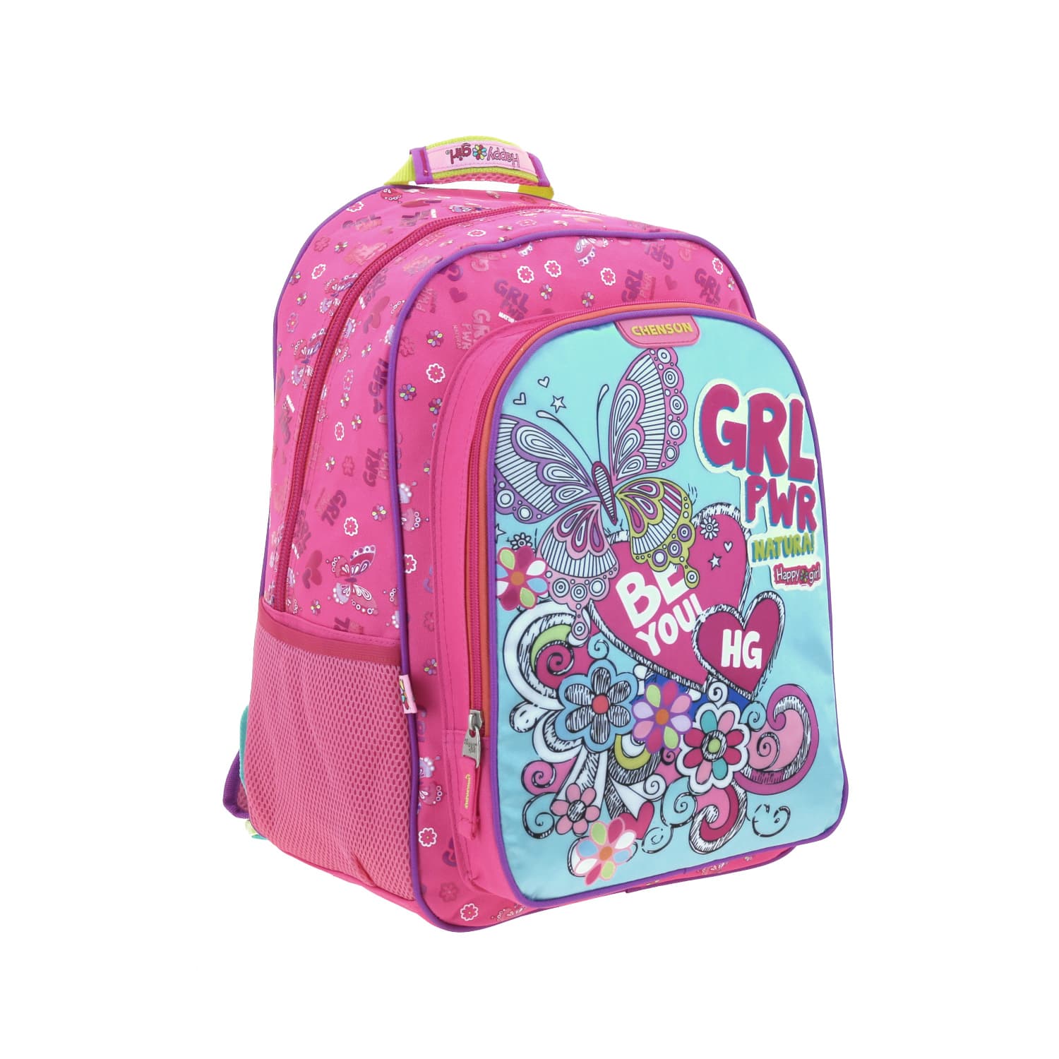 Mochila escolar para niña Happy Girl by Chenson color rosa con organizador - vista 2