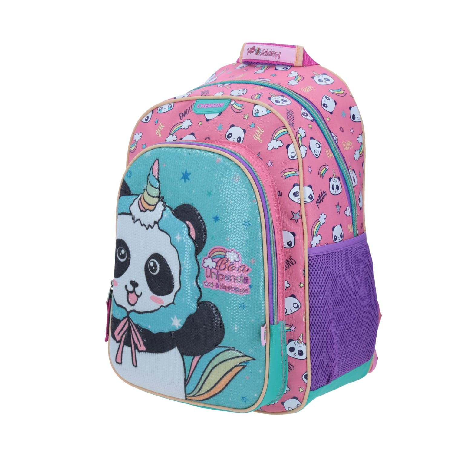 Mochila escolar para niña Happy Girl by Chenson rosa divertida y duradera 2