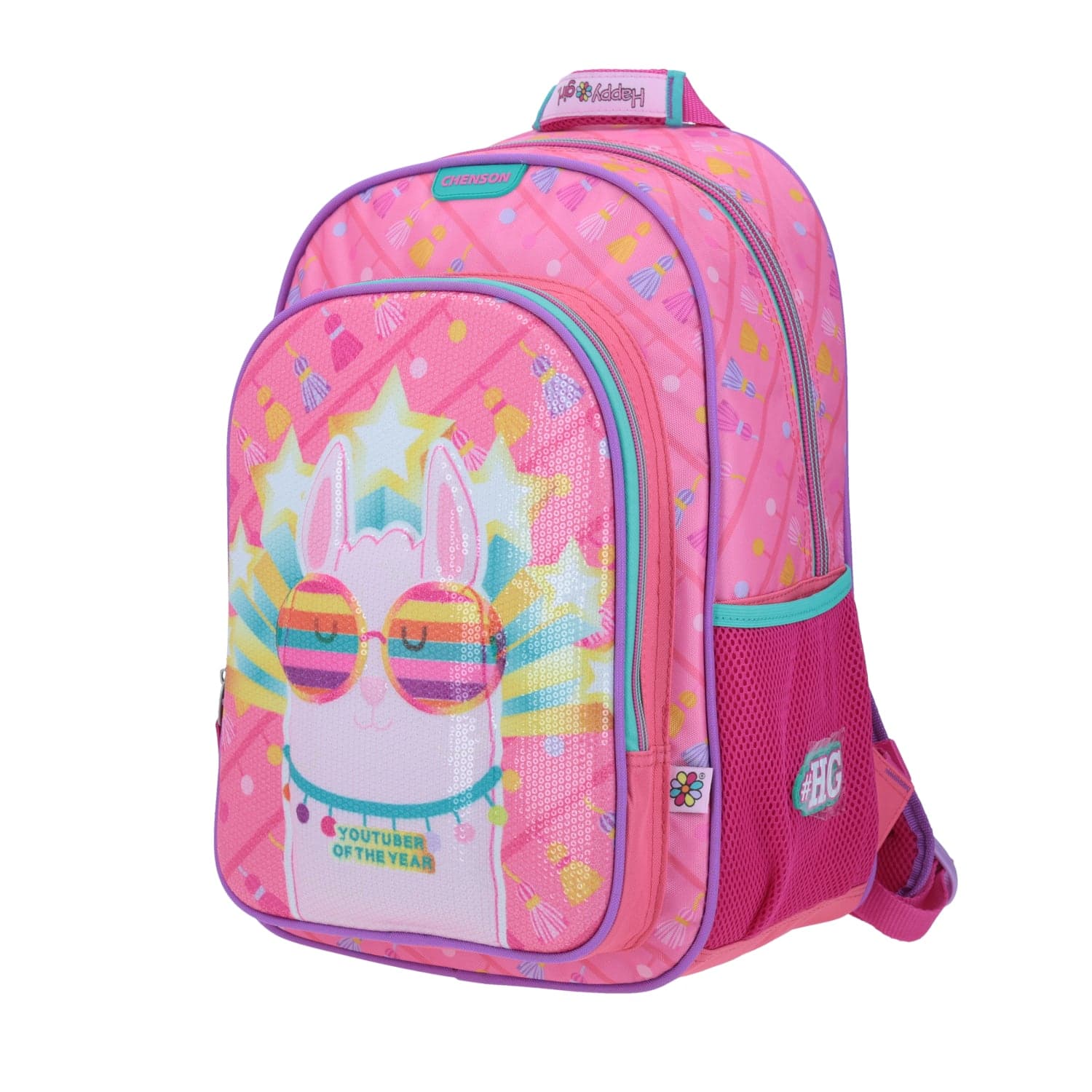 Mochila escolar para niña Happy Girl by Chenson rosa con porta tablet 2