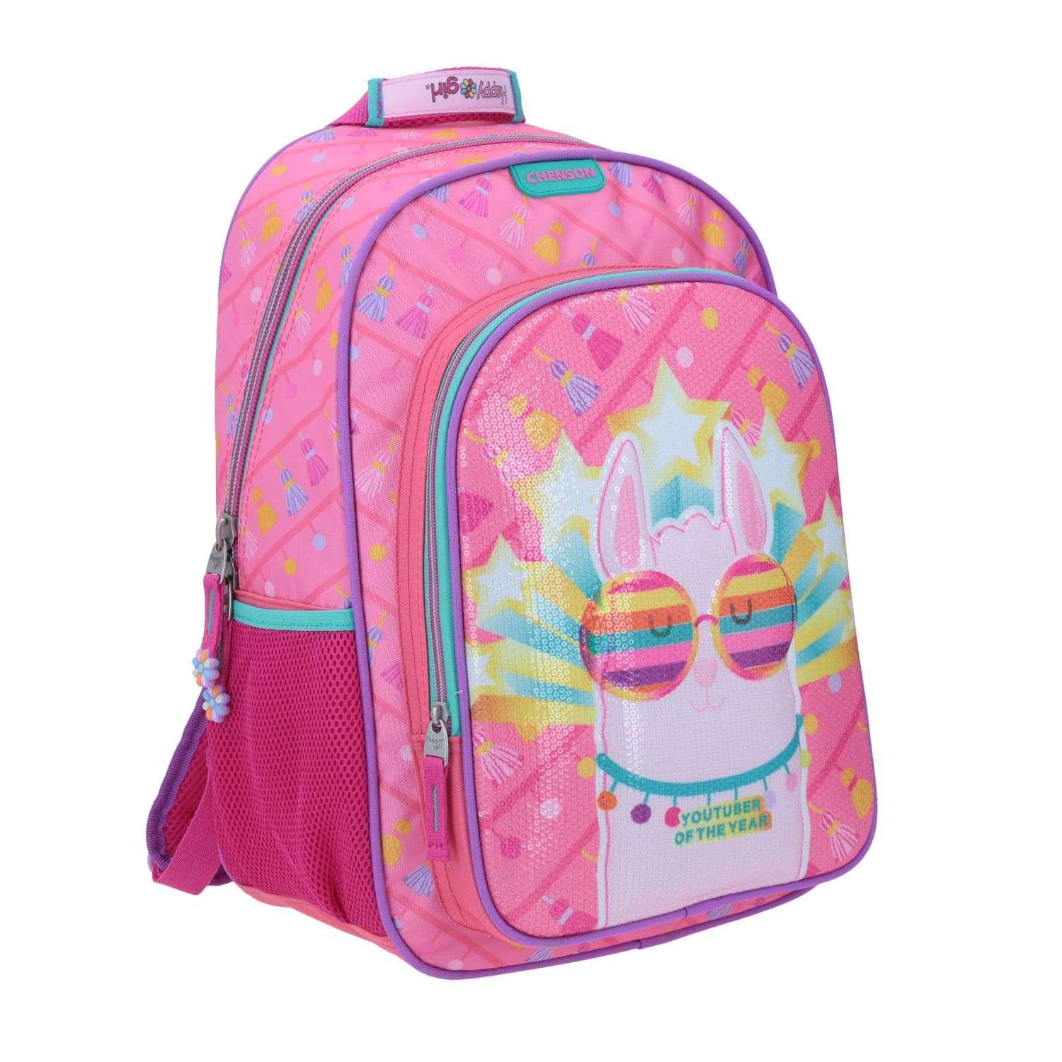 Mochila escolar para niña Happy Girl by Chenson rosa con porta tablet 4