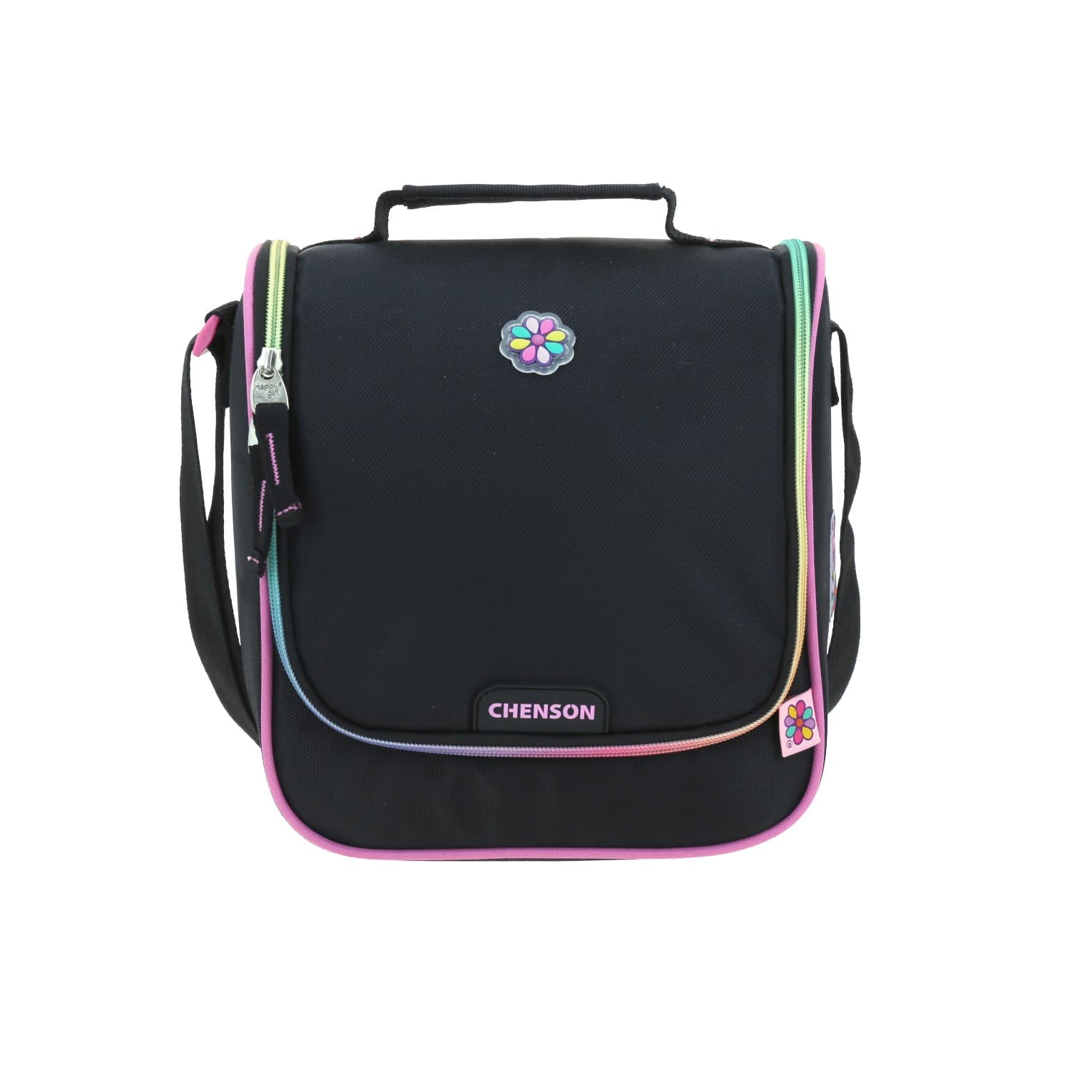 Lonchera escolar térmica Happy Girl by Chenson negra para niña