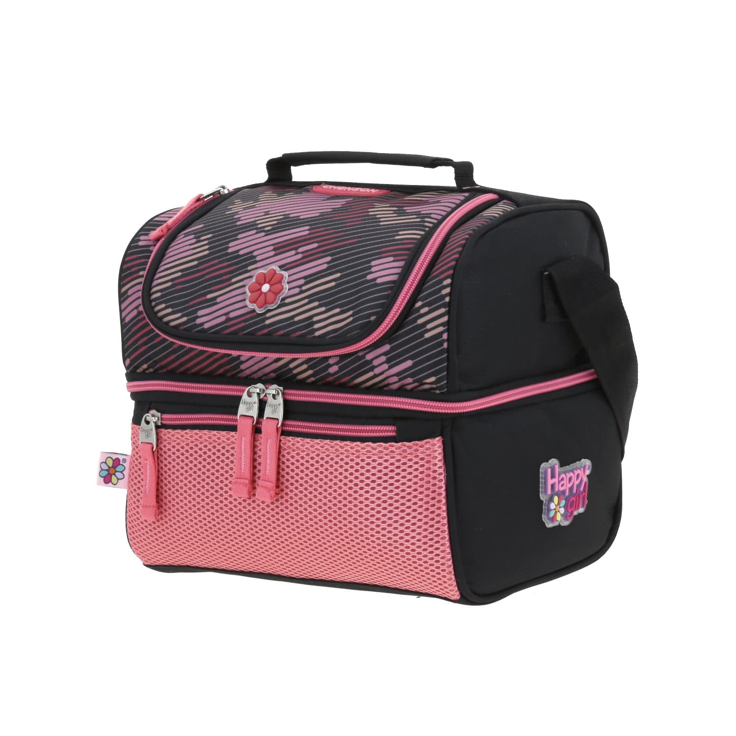 Lonchera escolar térmica Happy Girl negra para niña - Doble compartimento 2