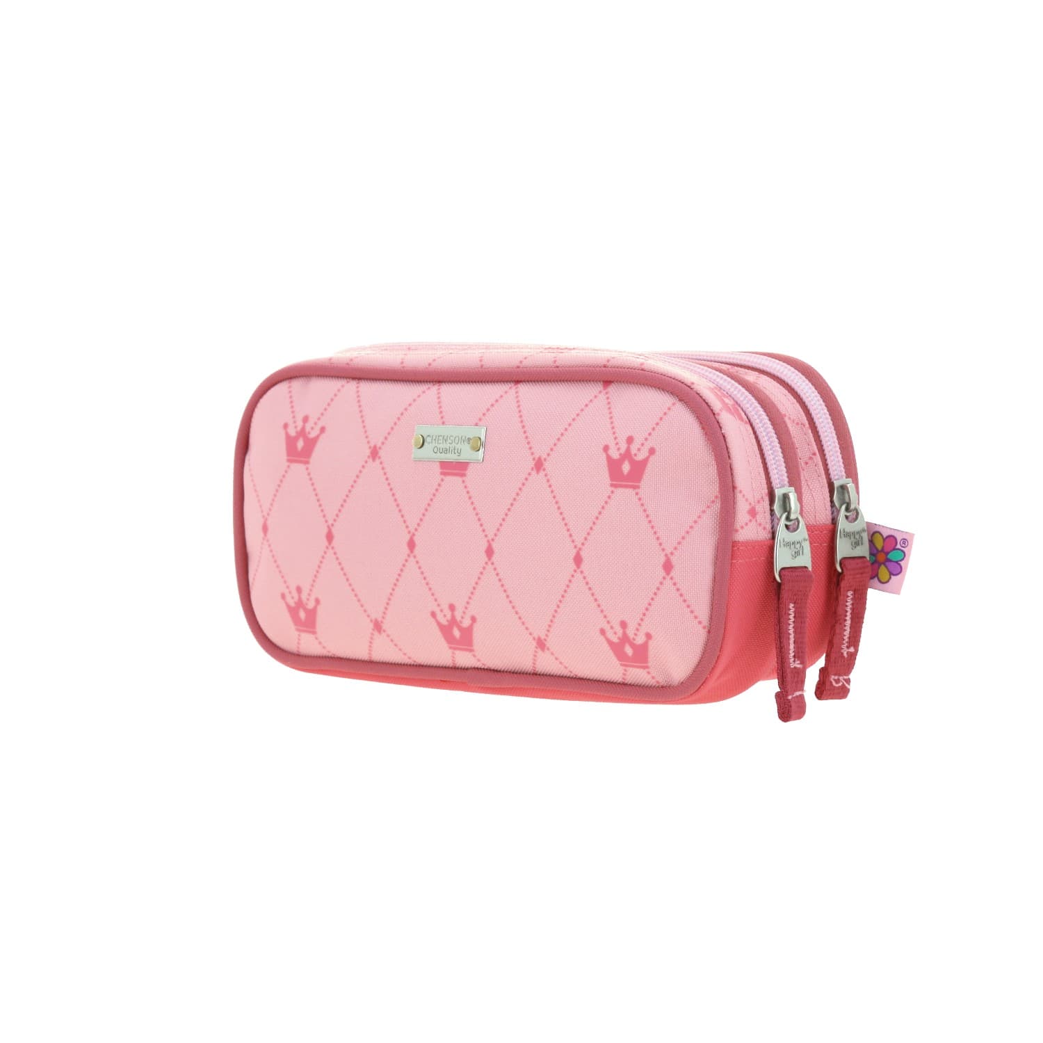 Lapicera escolar Happy Girl by Chenson rosa con doble compartimento 5