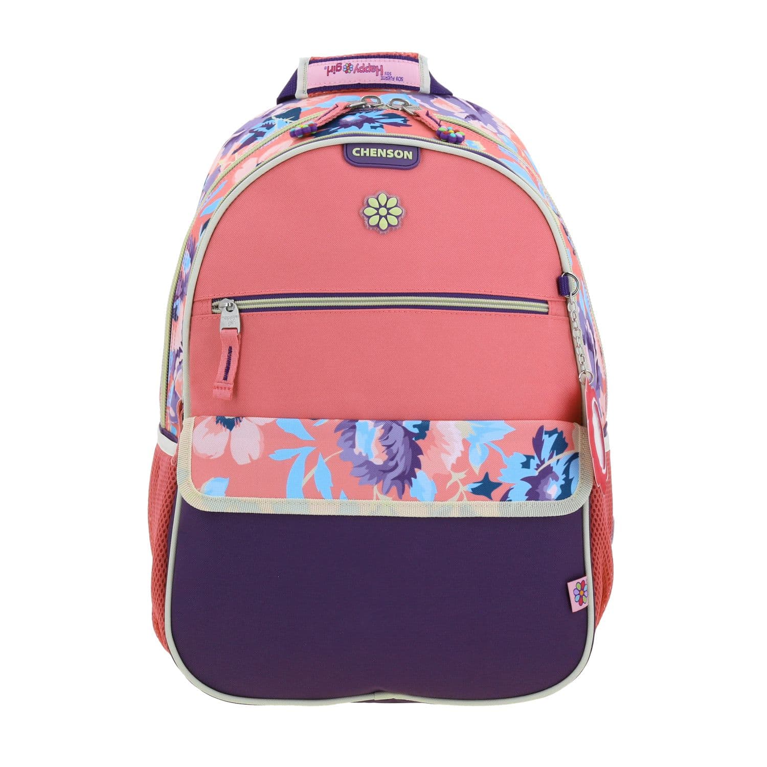Mochila escolar para niña Happy Girl by Chenson color rosa con cierre
