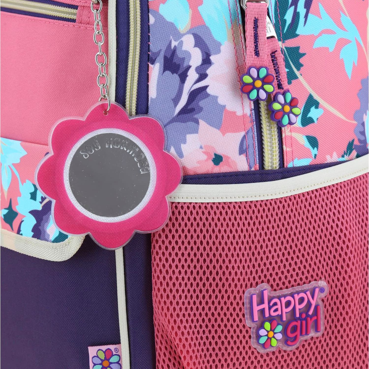 Mochila escolar para niña Happy Girl by Chenson color rosa con cierre - vista 2