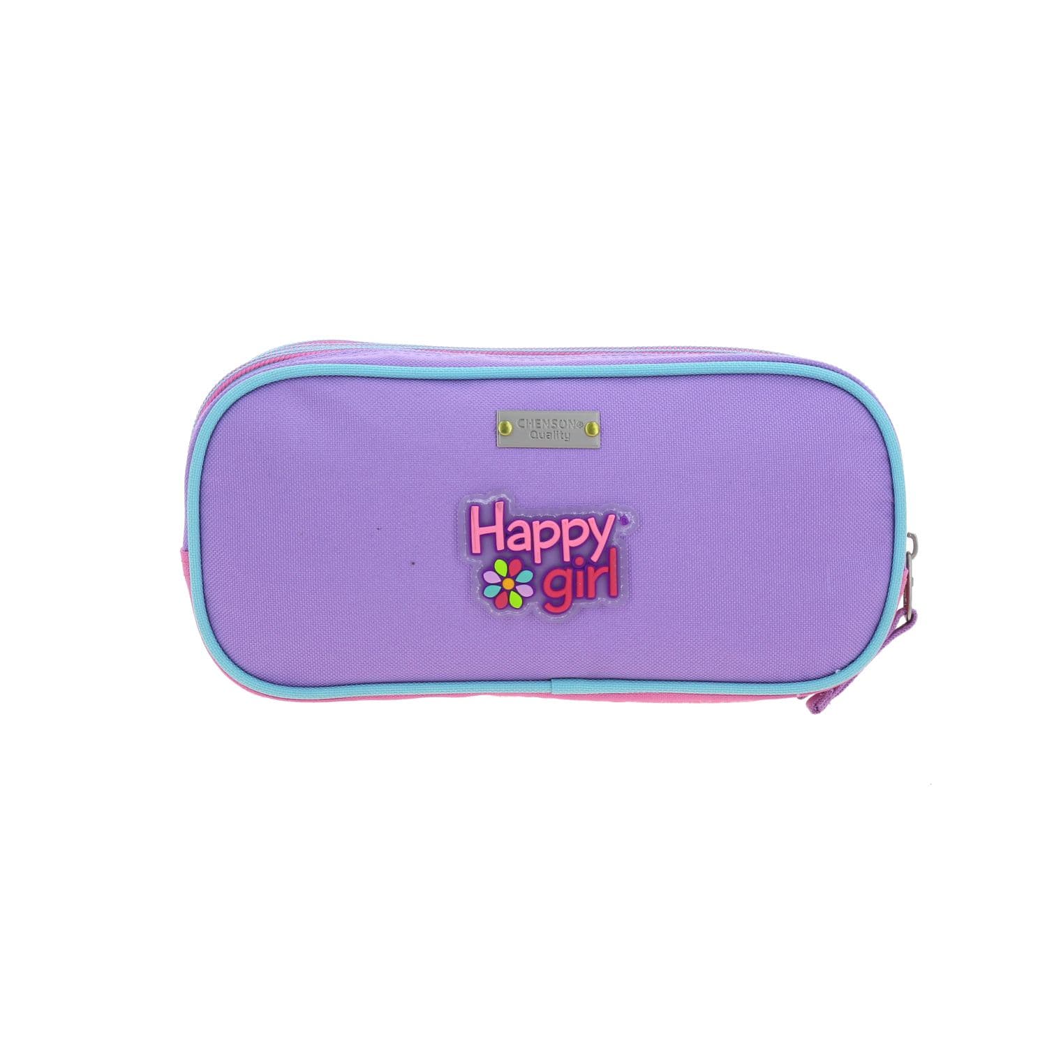Lapicera escolar para niña Happy Girl by Chenson color rosa con triple compartimento 4