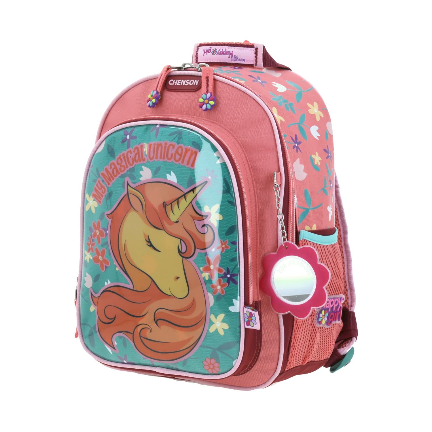 Mochila escolar para niña Happy Girl Rosa con compartimentos amplios 2