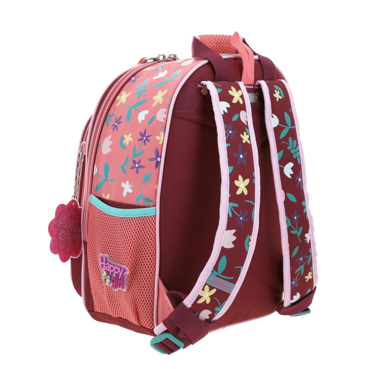 Mochila escolar para niña Happy Girl Rosa con compartimentos amplios 3
