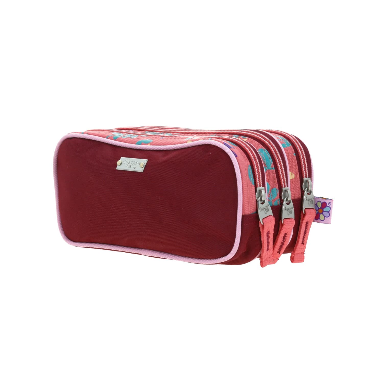 Lapicera escolar para niña Happy Girl rosa con triple compartimento 5