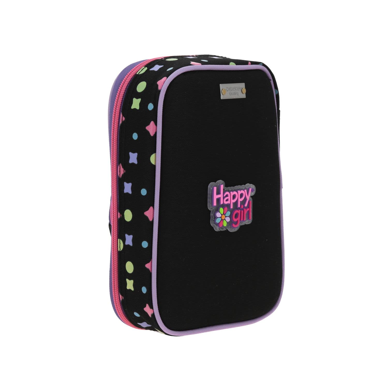 Lapicera escolar Happy Girl by Chenson negra con amplio compartimento 3