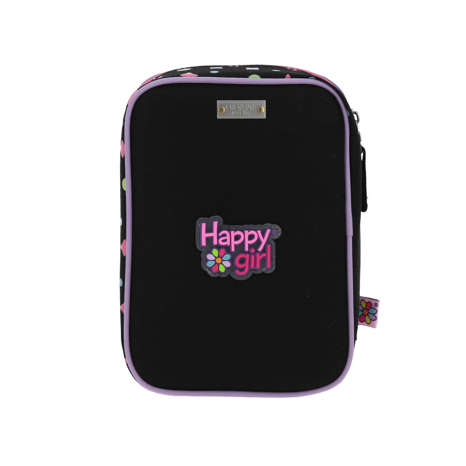 Lapicera escolar Happy Girl by Chenson negra con amplio compartimento 4