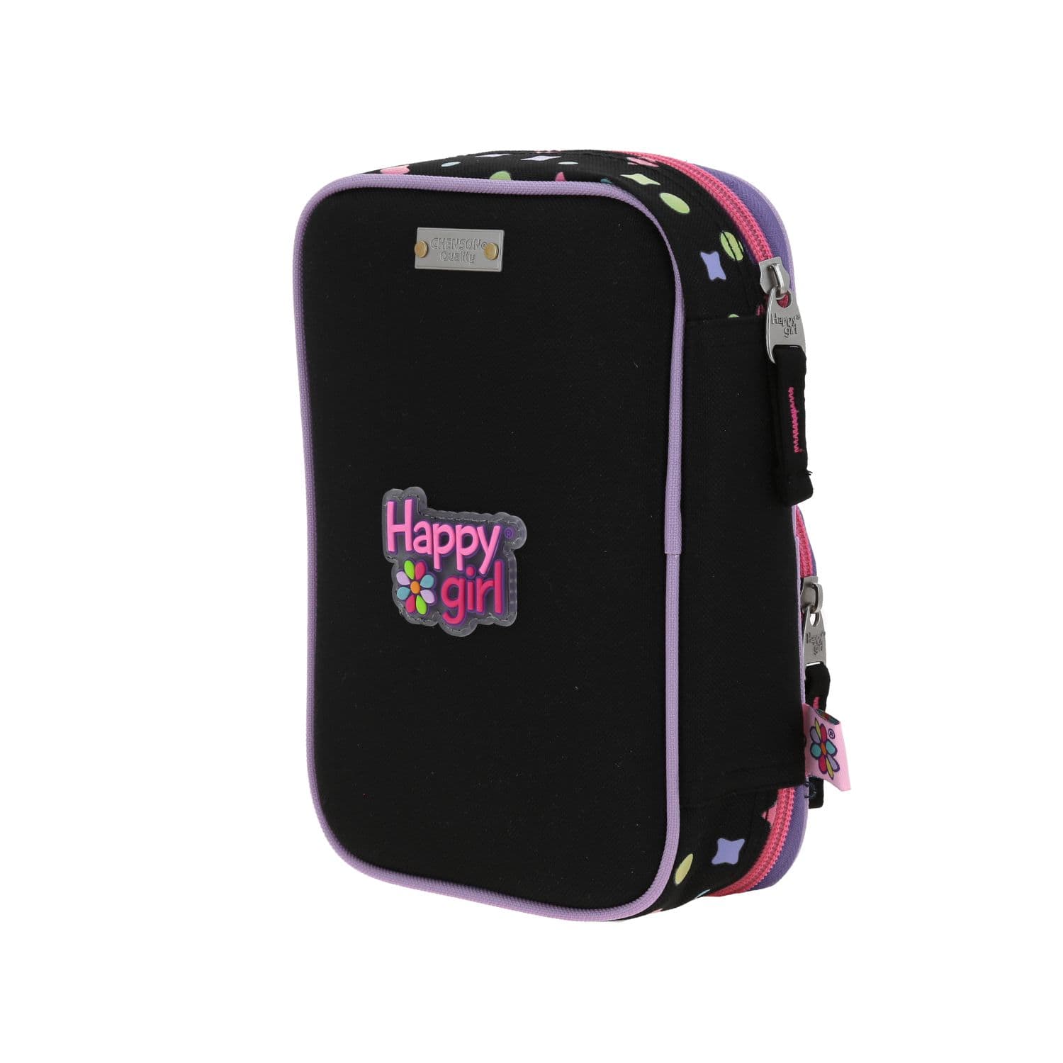 Lapicera escolar Happy Girl by Chenson negra con amplio compartimento 5