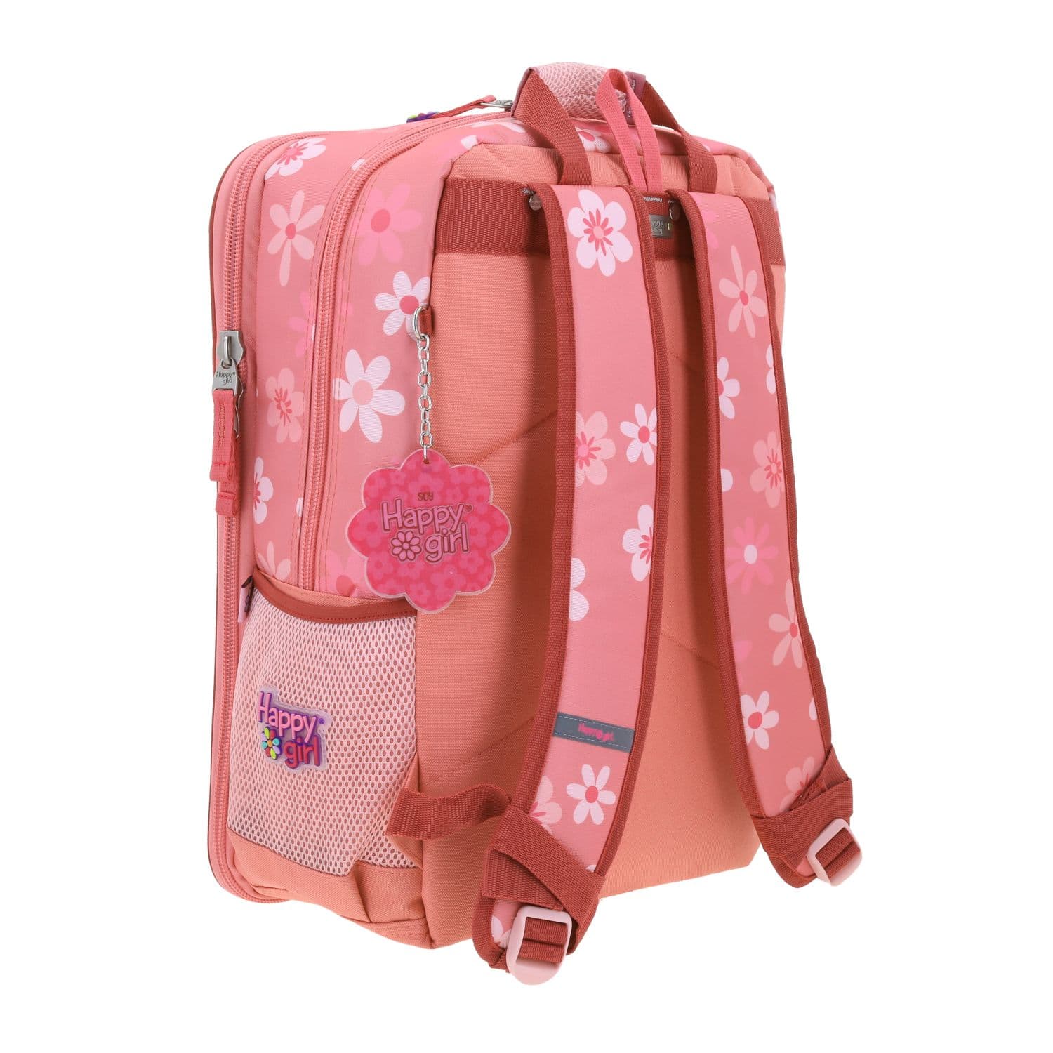 Mochila escolar para niña Happy Girl Rosa con amplio compartimento 3