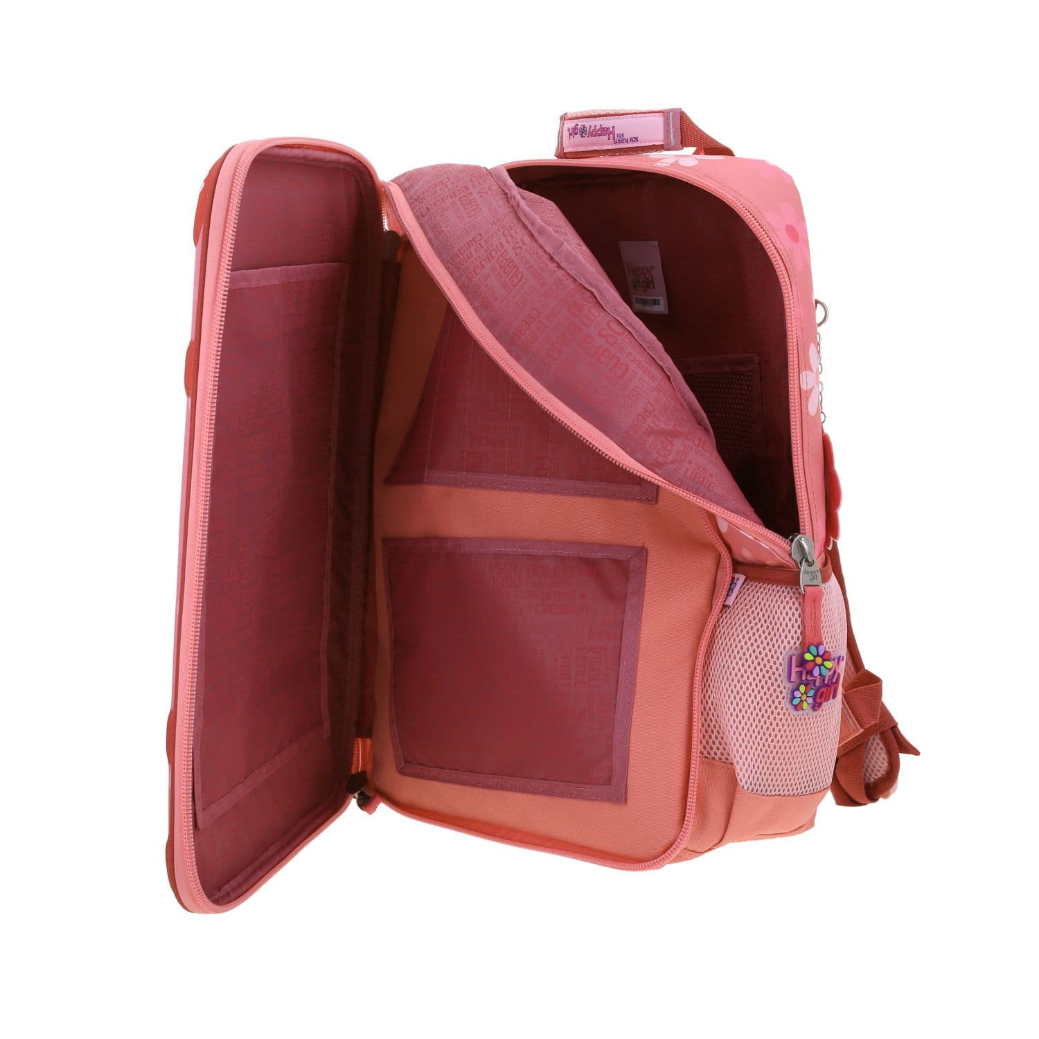 Mochila escolar para niña Happy Girl Rosa con amplio compartimento - vista 2