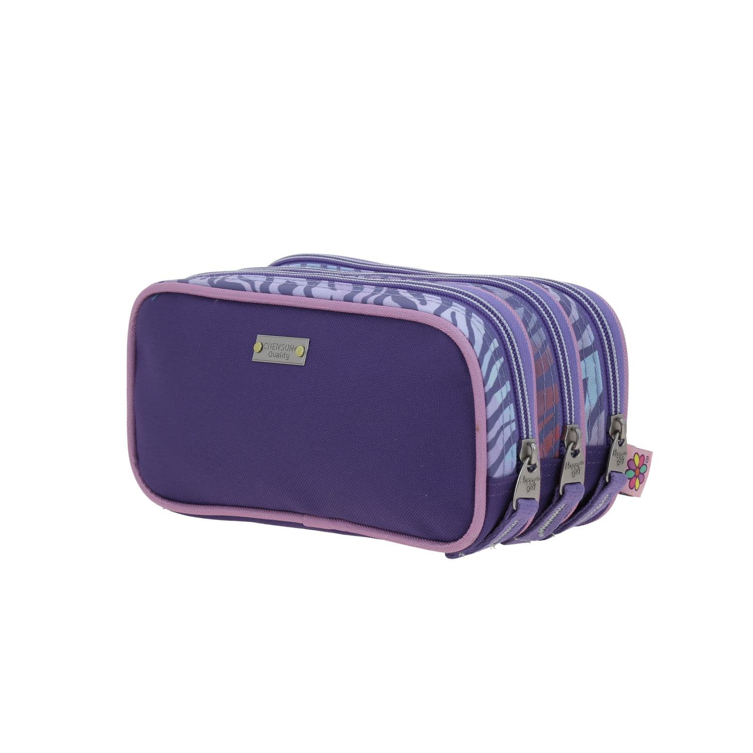 Lapicera escolar para niña Happy Girl by Chenson color uva con triple compartimento 5