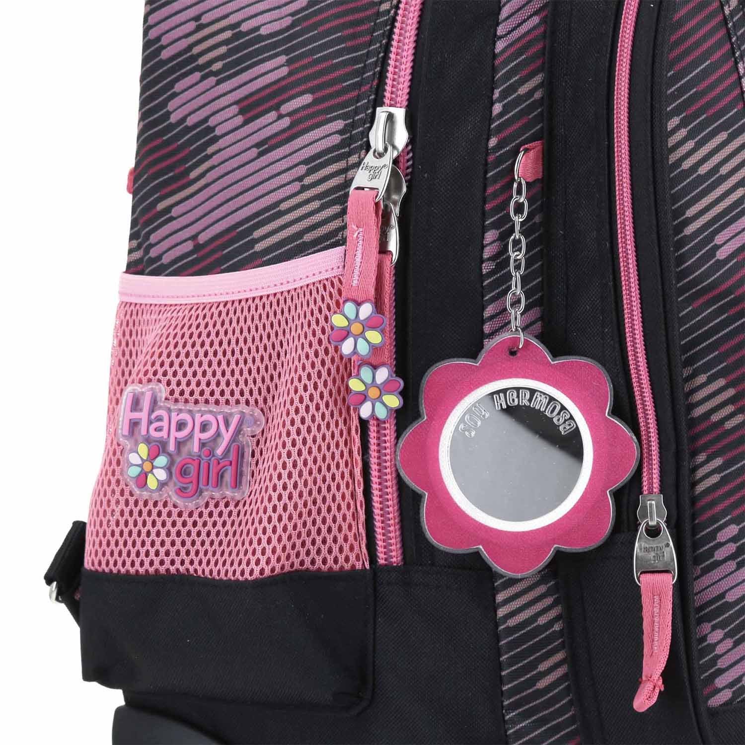 Mochila con Ruedas Happy Girl Negra para Niña - Diversión y Durabilidad - vista 2
