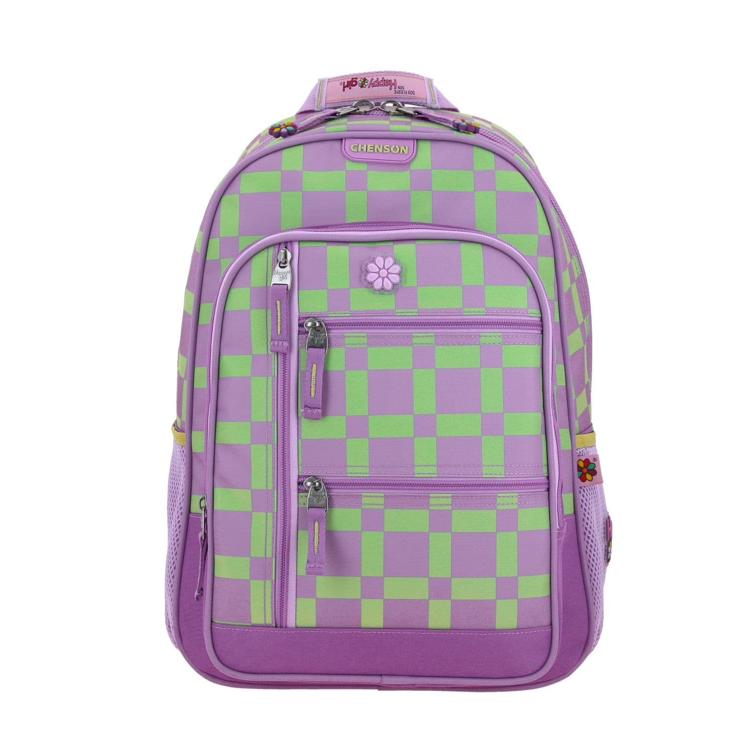 Mochila escolar para niña Happy Girl uva con compartimentos seguros