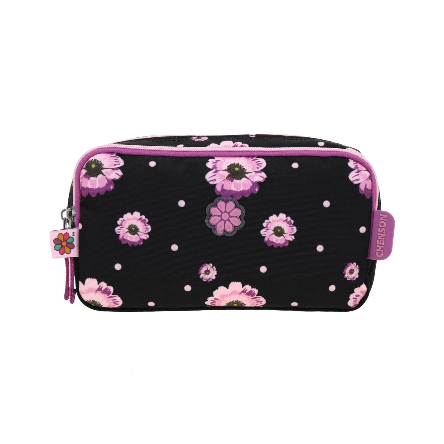 Lapicera escolar para niña Happy Girl by Chenson Negro con doble compartimento