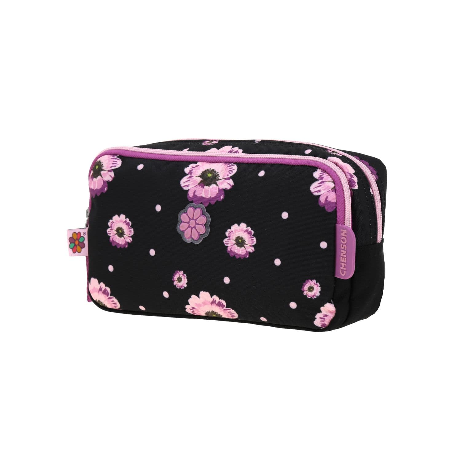 Lapicera escolar para niña Happy Girl by Chenson Negro con doble compartimento 2