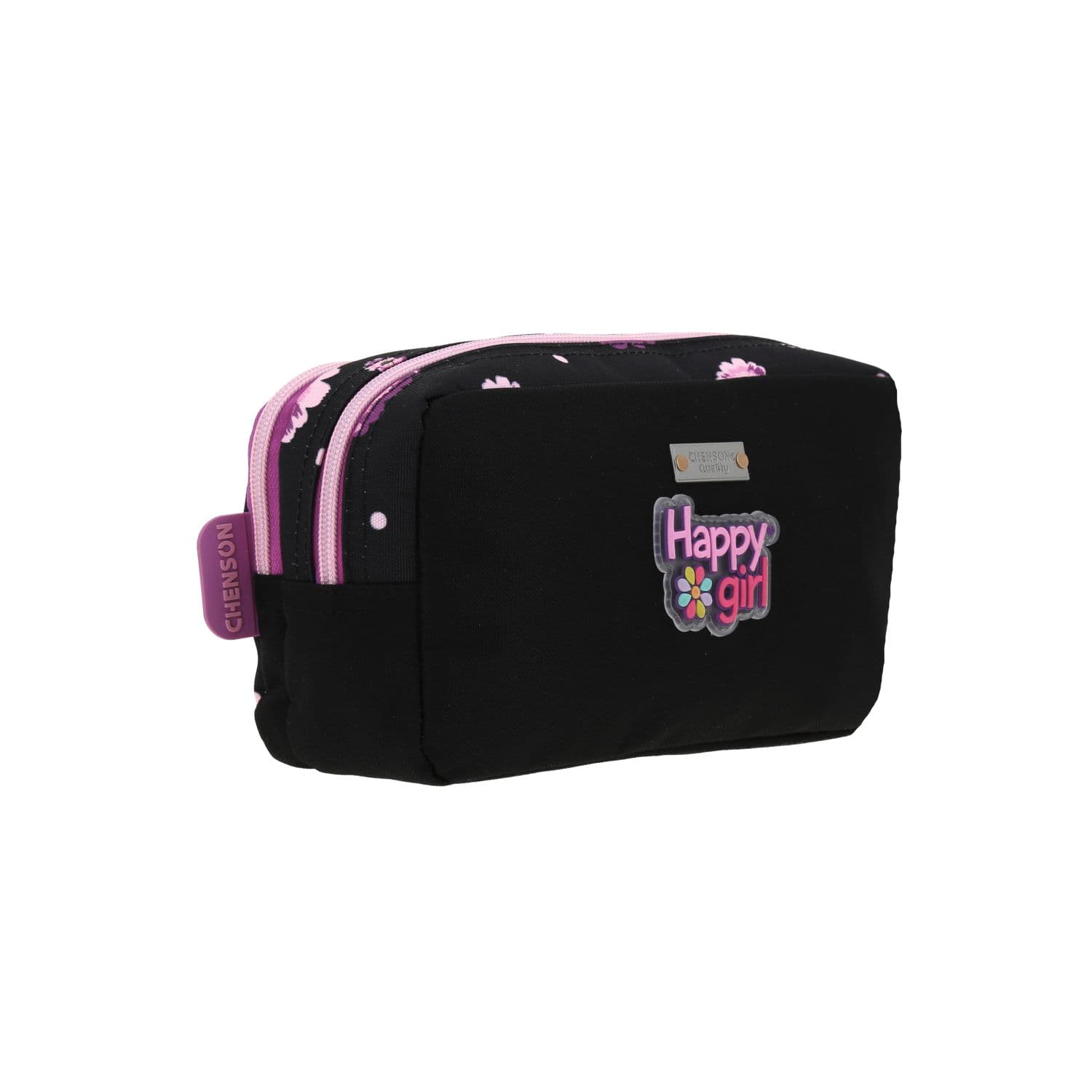 Lapicera escolar para niña Happy Girl by Chenson Negro con doble compartimento 3