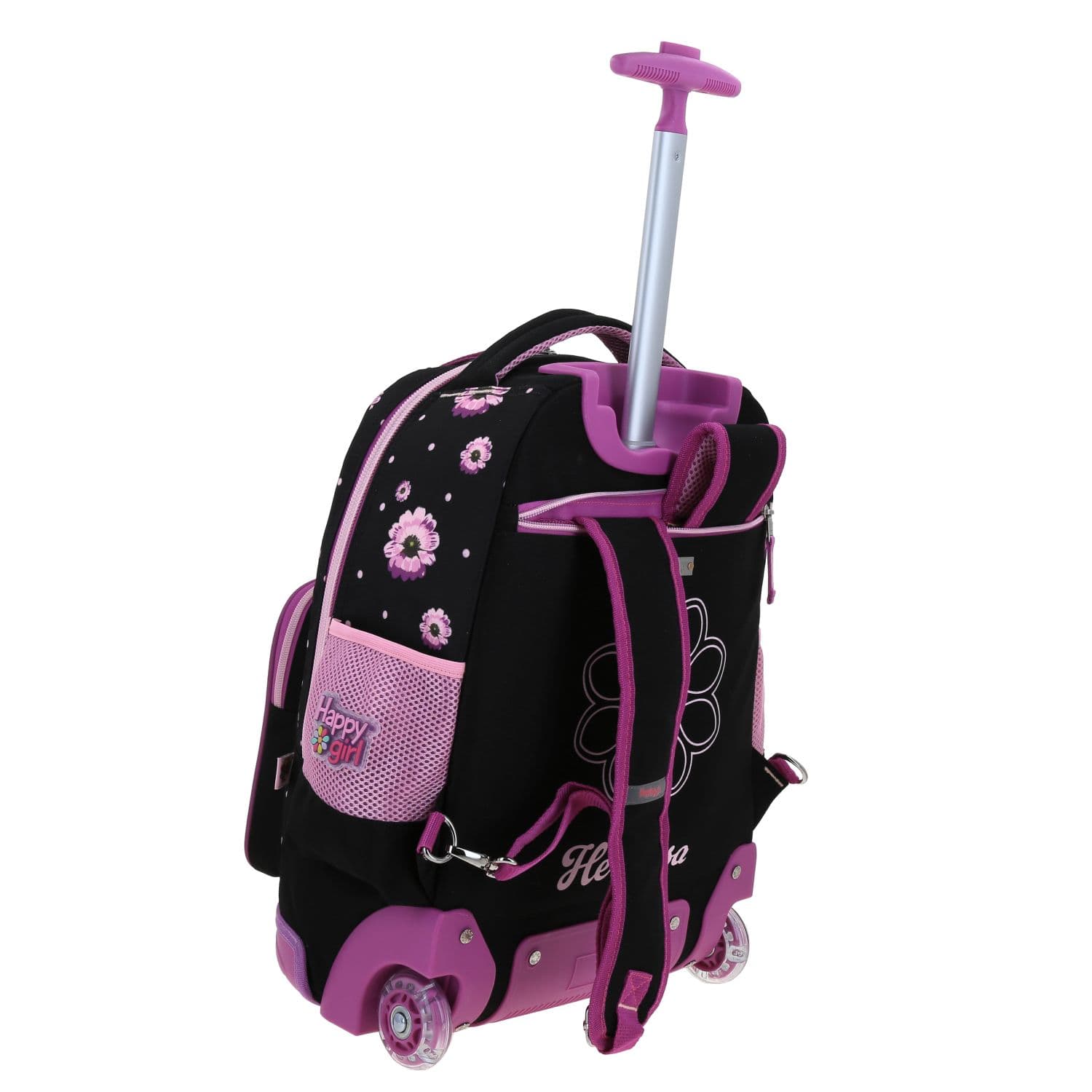 Mochila con Ruedas Happy Girl Negro para Niña - Divertida y Duradera 3