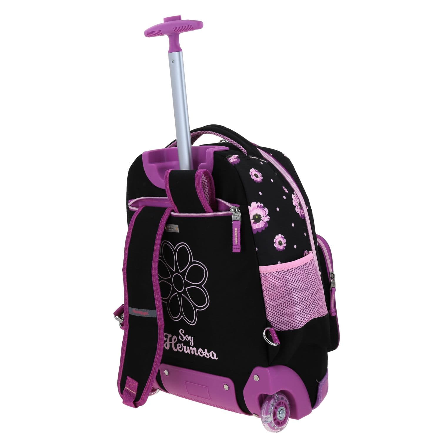 Mochila con Ruedas Happy Girl Negro para Niña - Divertida y Duradera 5