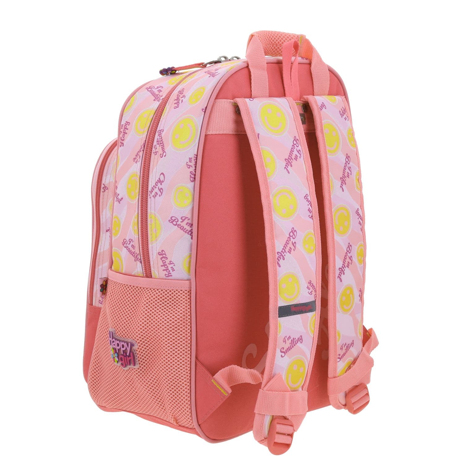 Mochila escolar para niña Happy Girl by Chenson color rosa con compartimentos 3