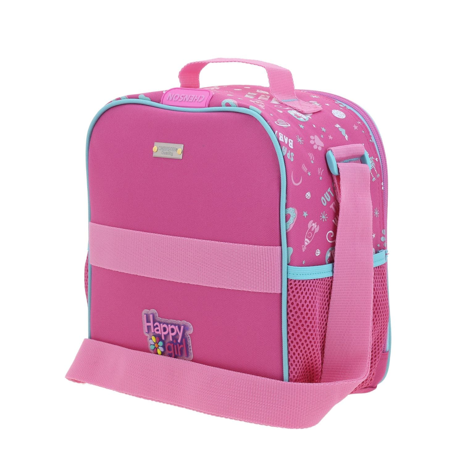 Lonchera escolar térmica Happy Girl rosa para niña - Duradera y divertida 5