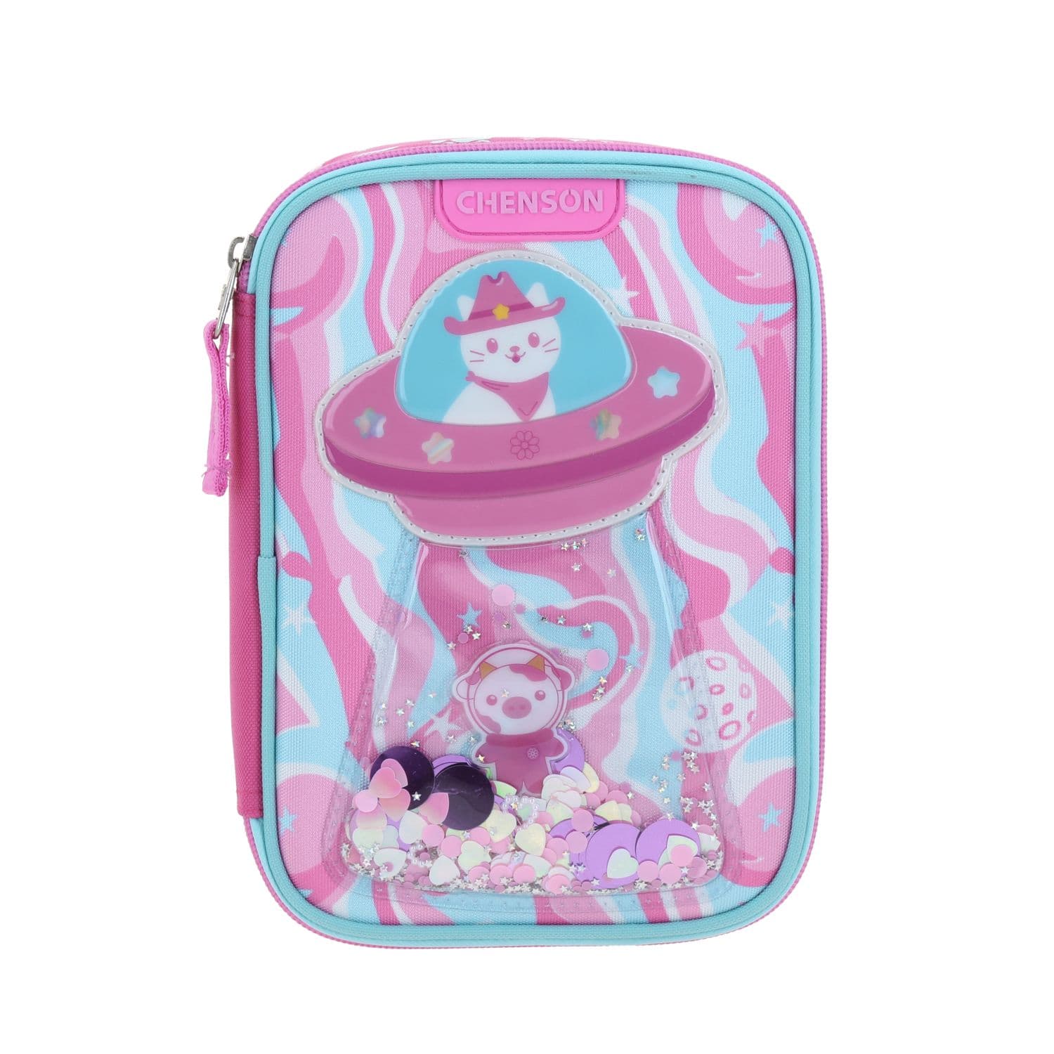 Lapicera escolar para niña Happy Girl by Chenson rosa con amplio compartimento