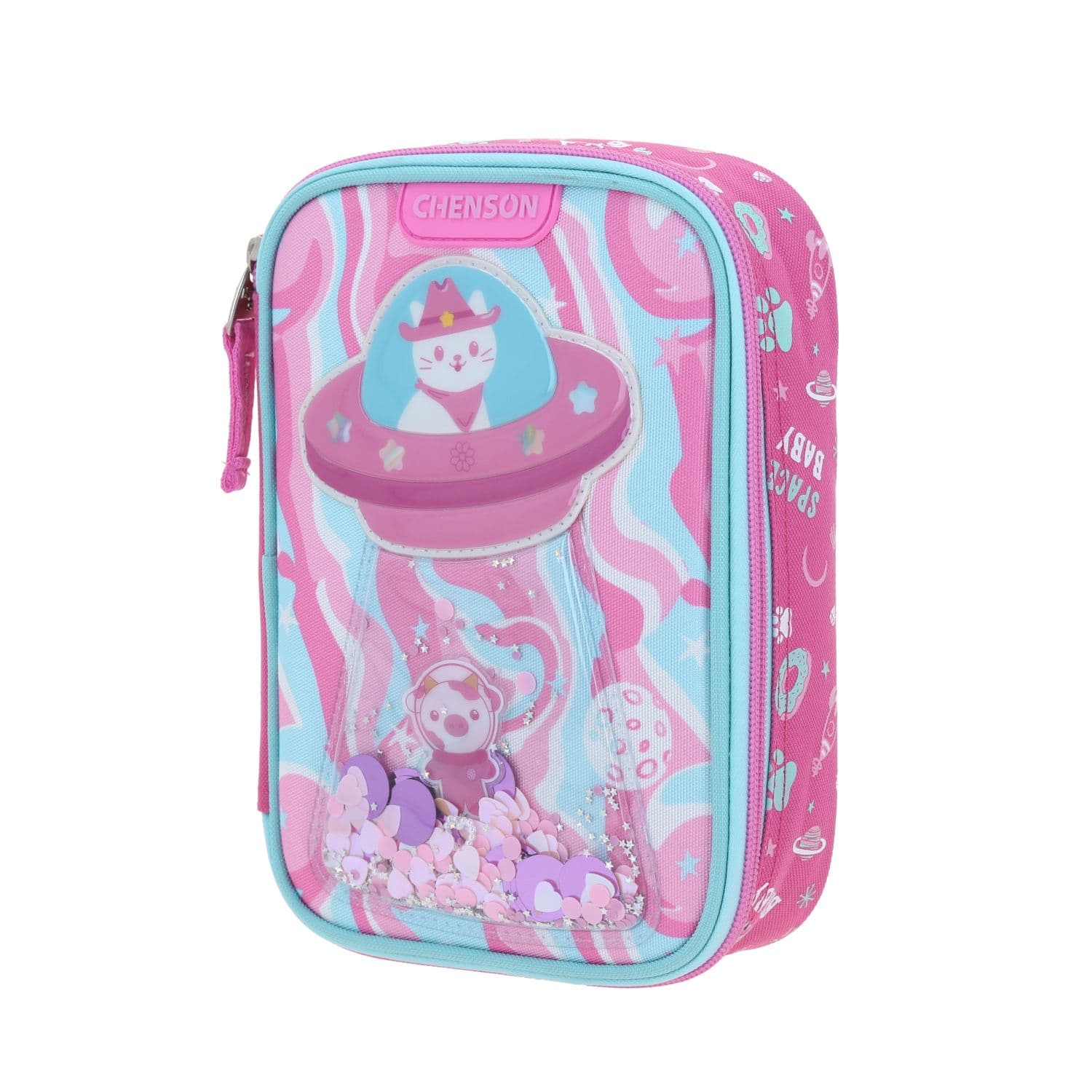 Lapicera escolar para niña Happy Girl by Chenson rosa con amplio compartimento 2