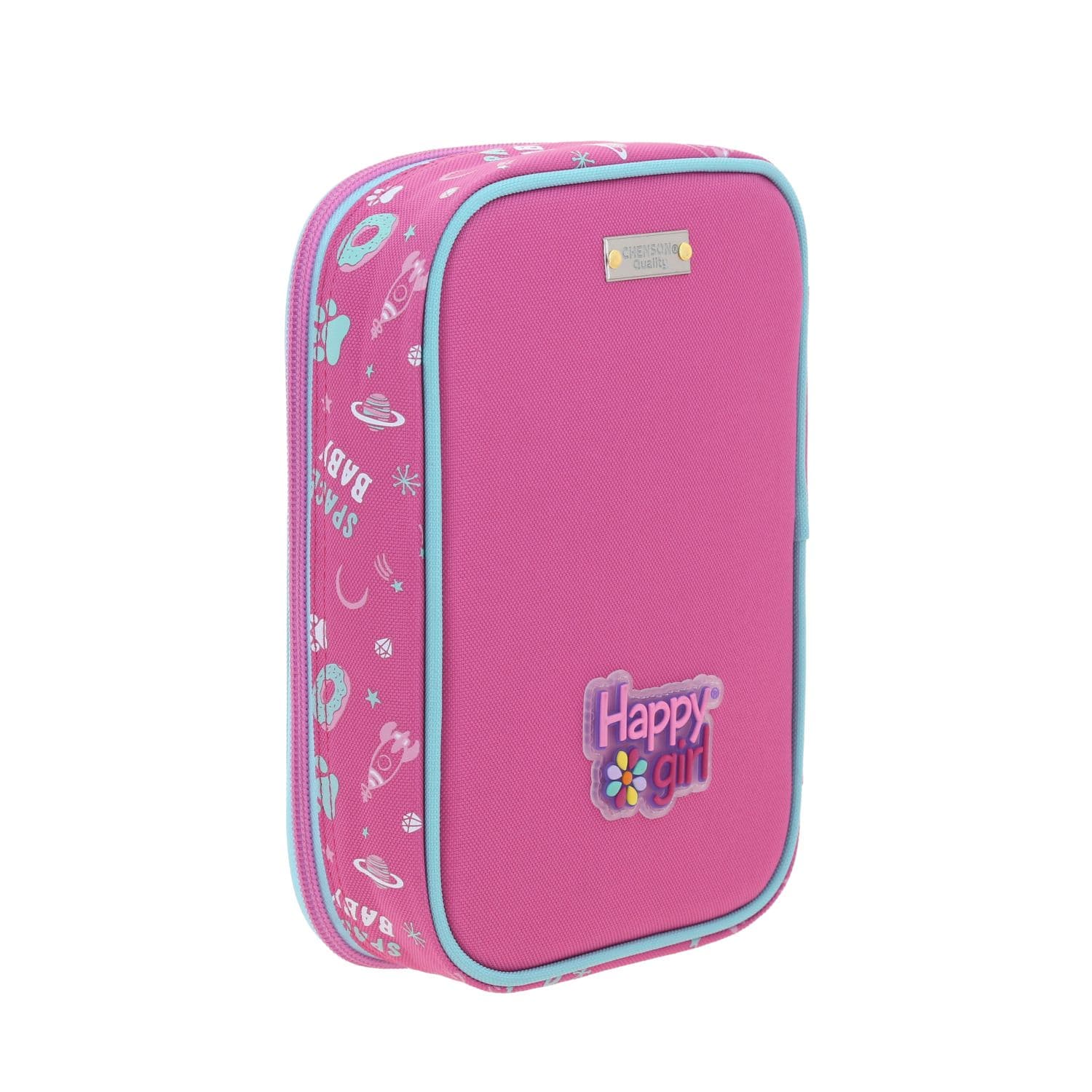 Lapicera escolar para niña Happy Girl by Chenson rosa con amplio compartimento 3