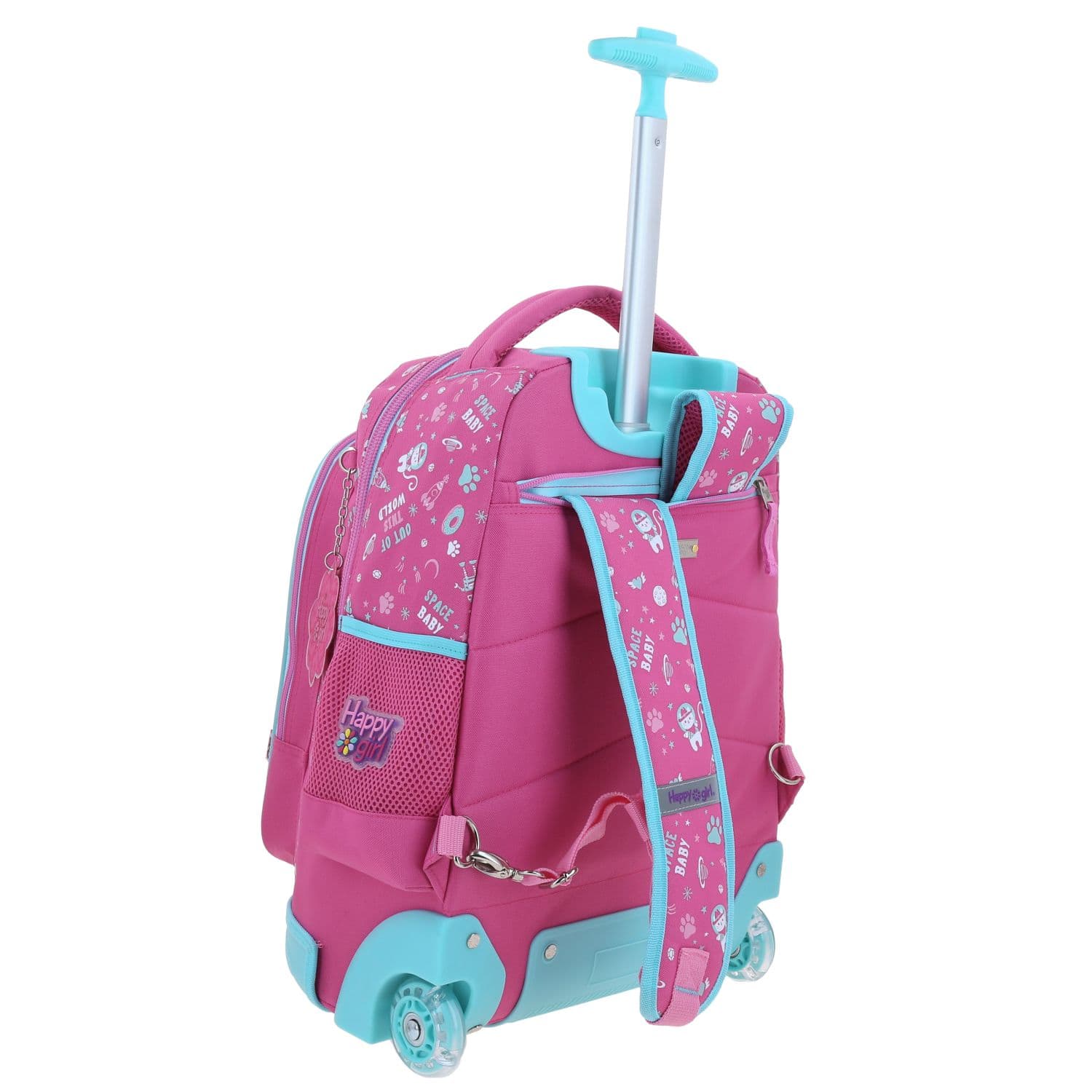Mochila con Ruedas Happy Girl Rosa para Niña - Diversión y Durabilidad 3