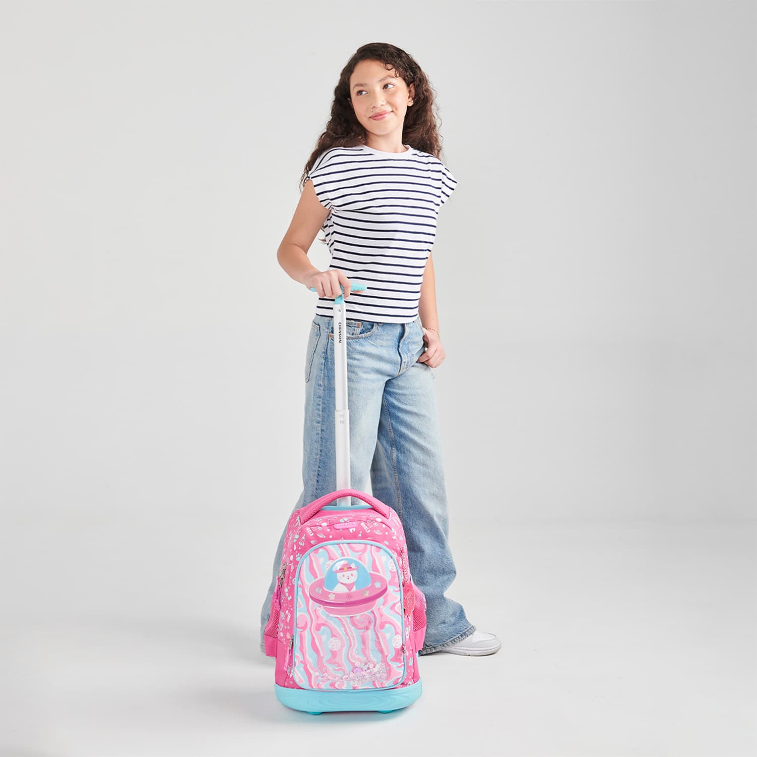 Mochila con Ruedas Happy Girl Rosa para Niña - Diversión y Durabilidad - vista 2